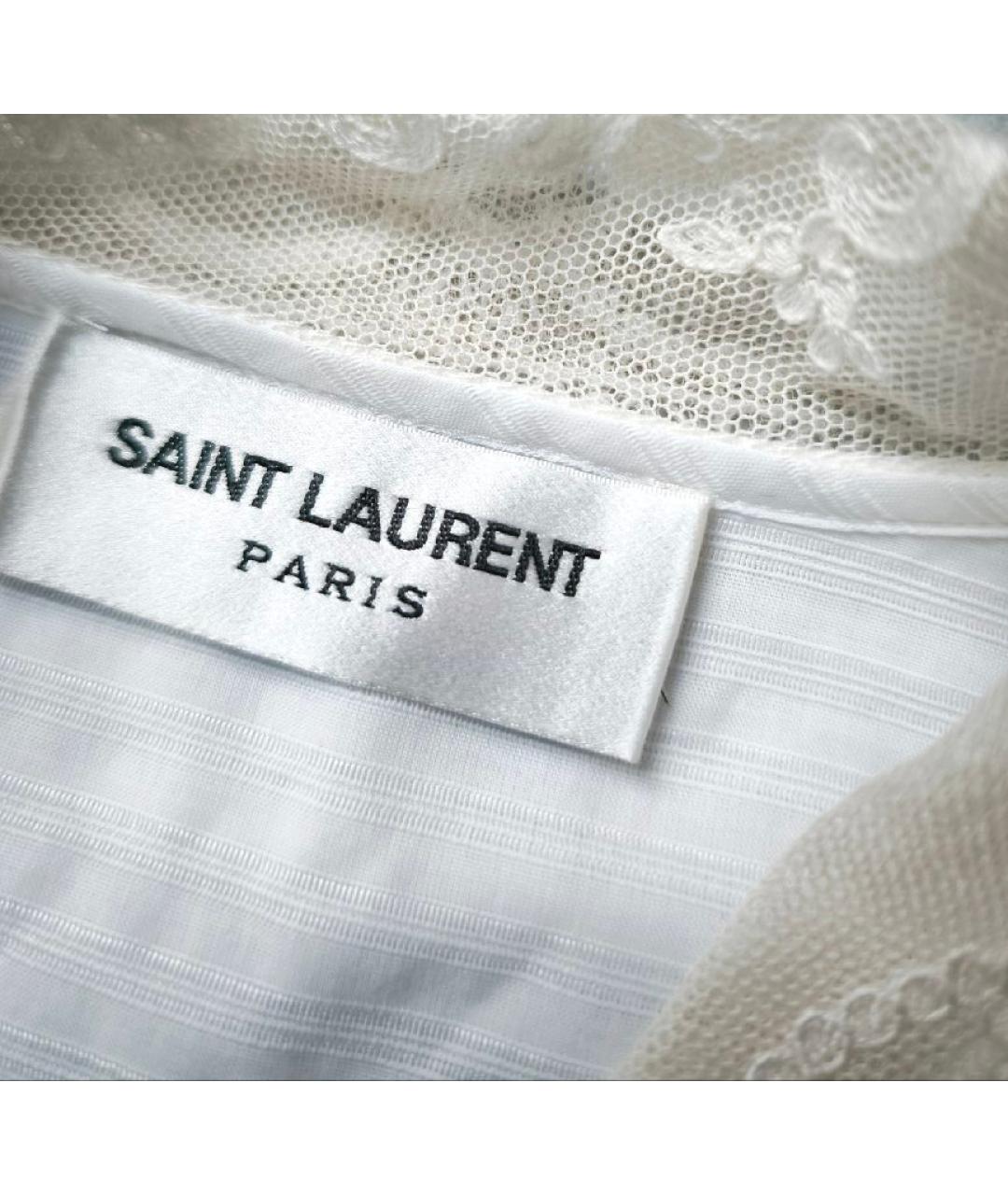 SAINT LAURENT Белая хлопковая блузы, фото 9