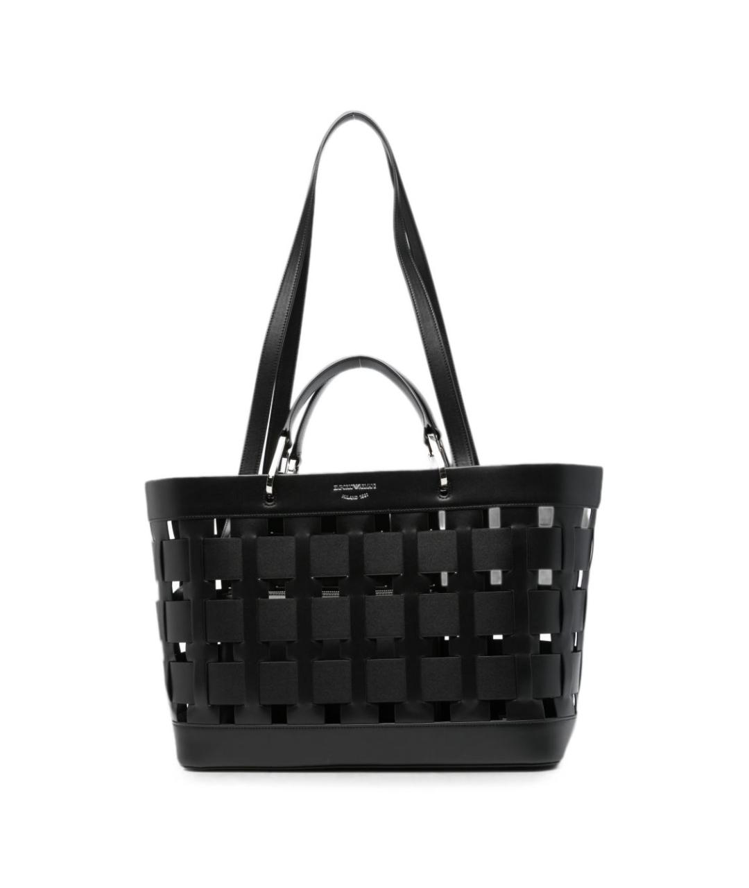 EMPORIO ARMANI Черная сумка тоут из искусственной кожи, фото 1