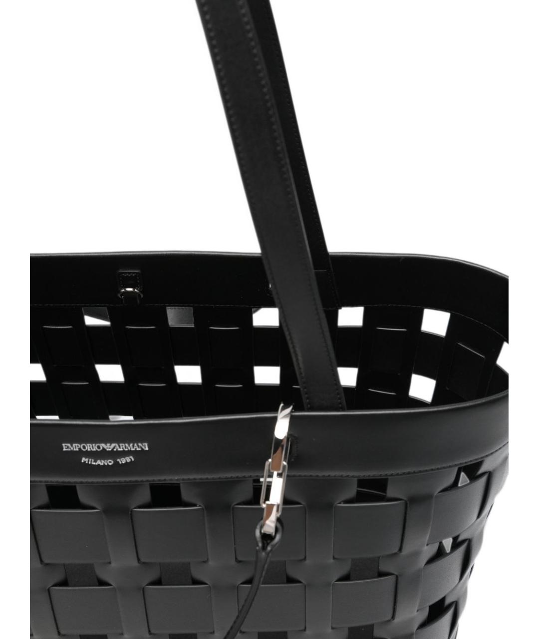 EMPORIO ARMANI Черная сумка тоут из искусственной кожи, фото 5