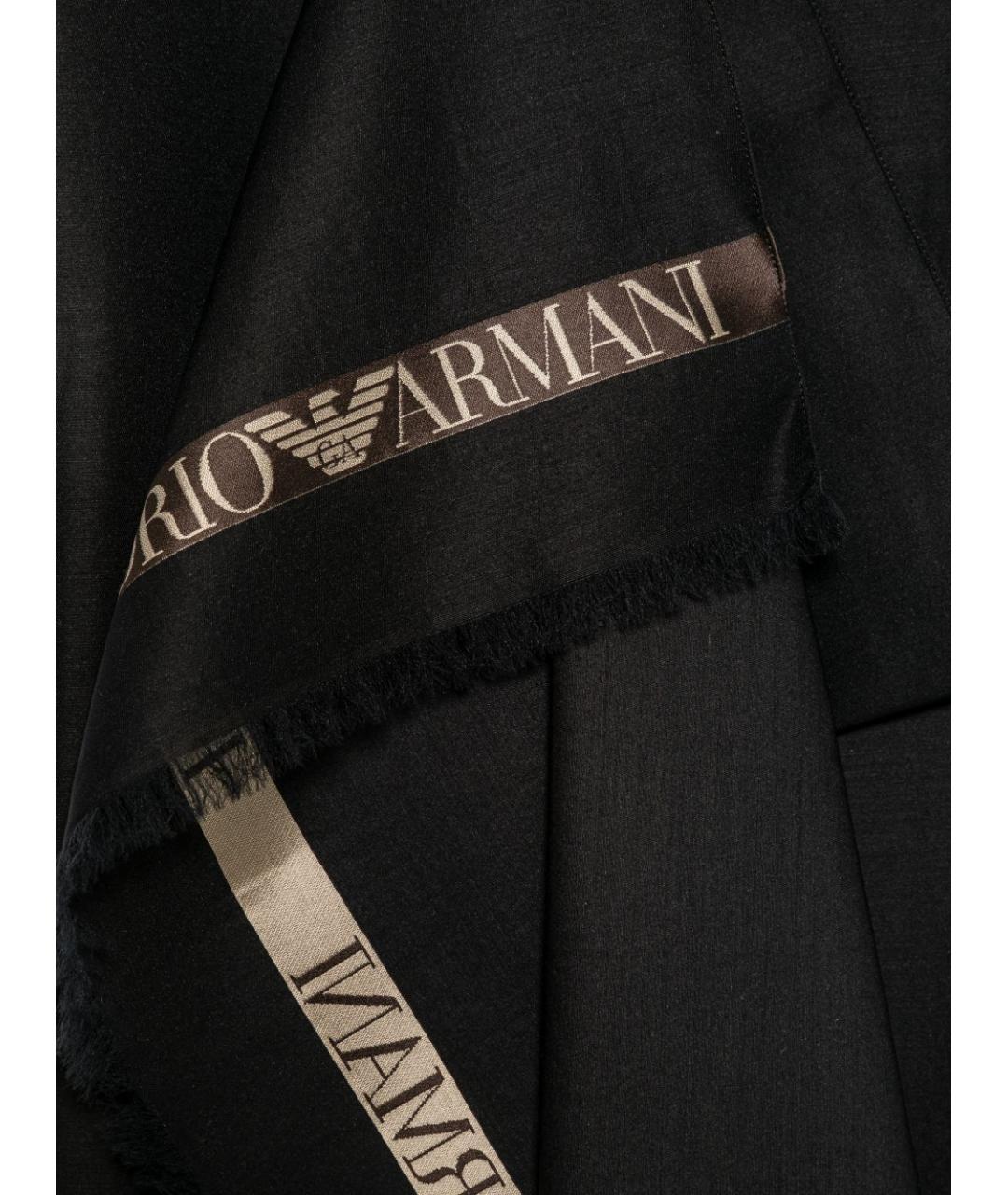 EMPORIO ARMANI Черный шерстяной шарф, фото 2