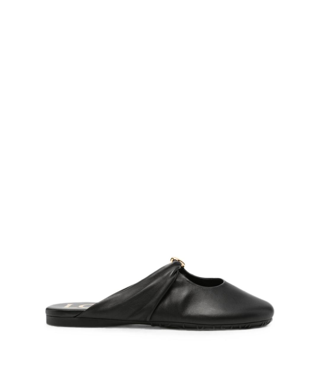 LOEWE Черные кожаные мюли, фото 1