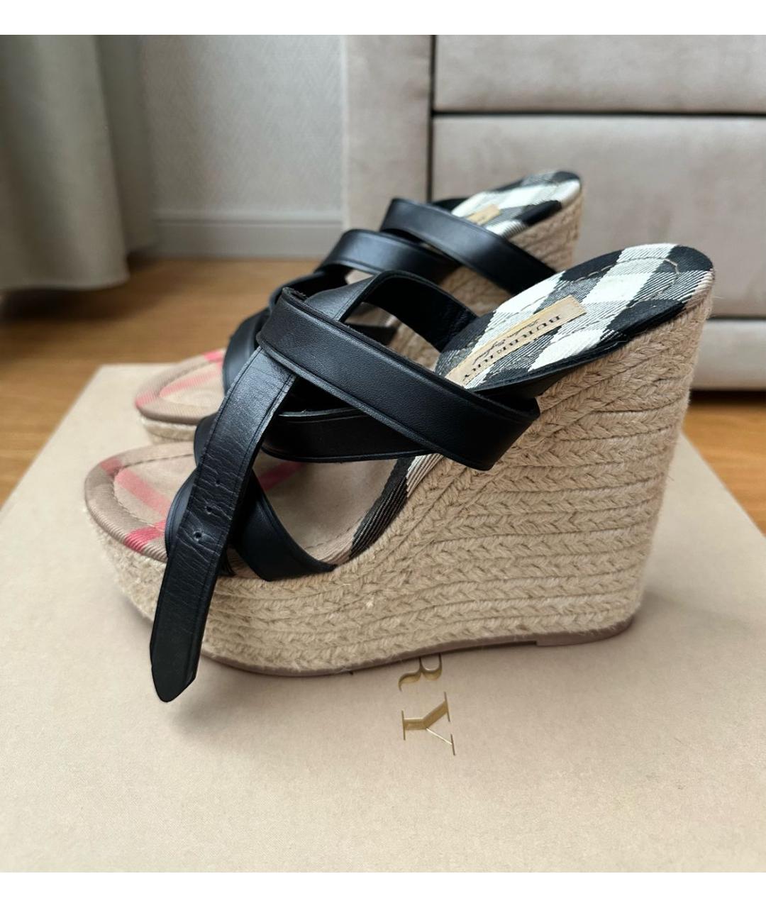 BURBERRY Черные кожаные босоножки, фото 8