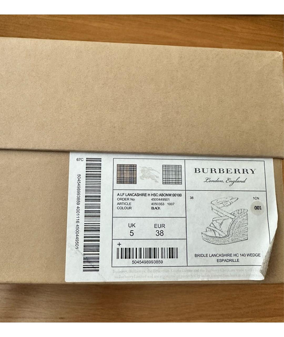BURBERRY Черные кожаные босоножки, фото 7