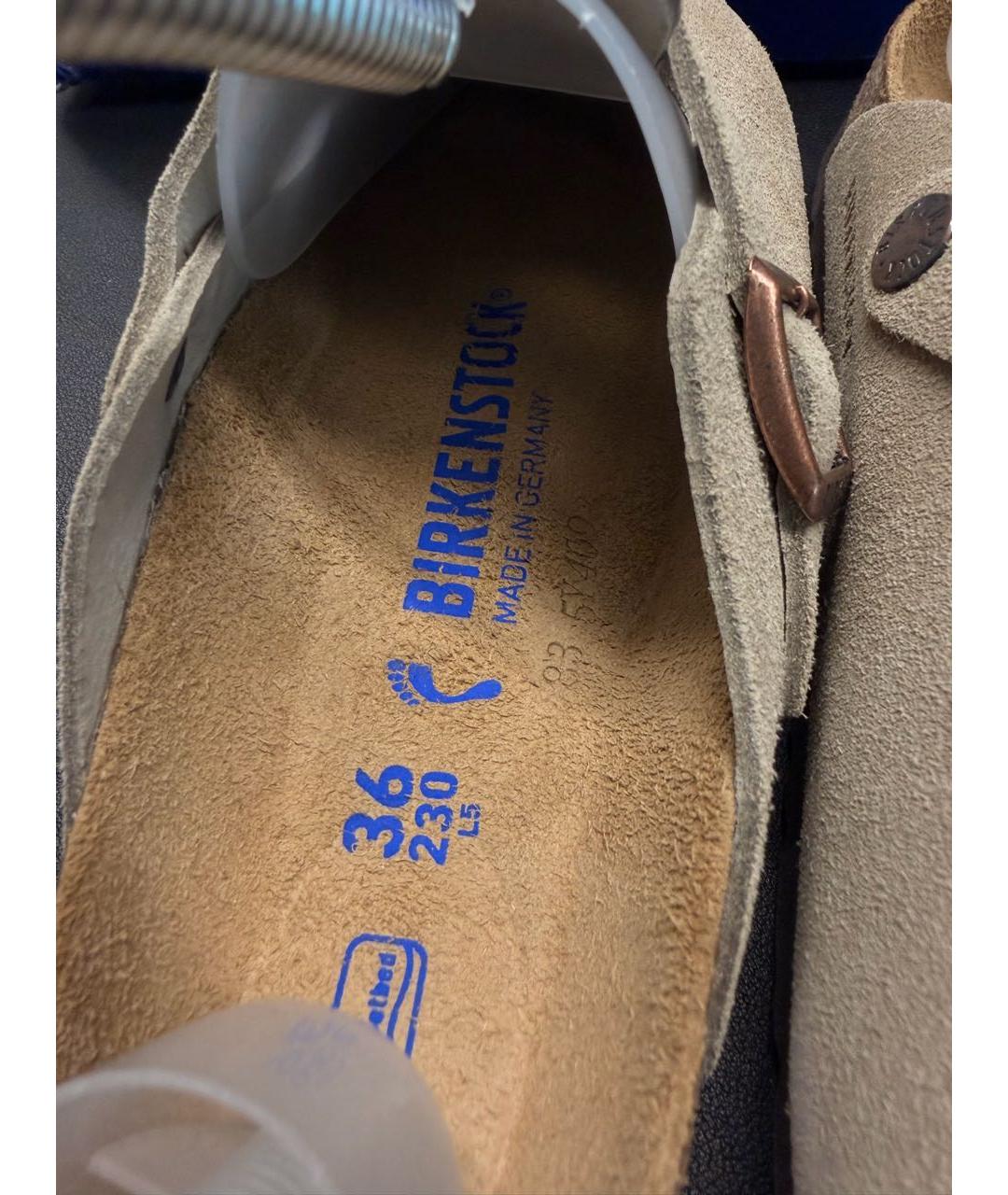 BIRKENSTOCK Бежевые замшевые сабо, фото 4