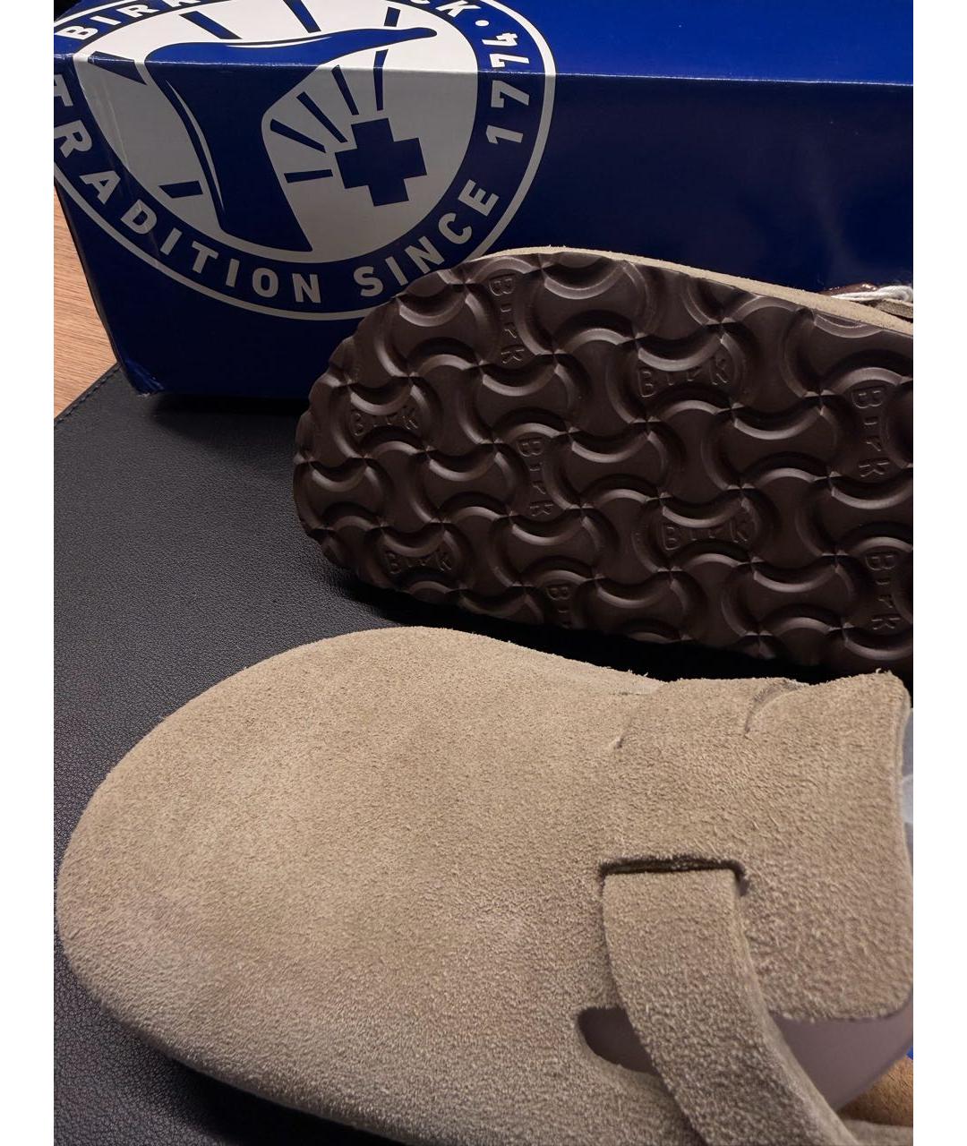 BIRKENSTOCK Бежевые замшевые сабо, фото 3