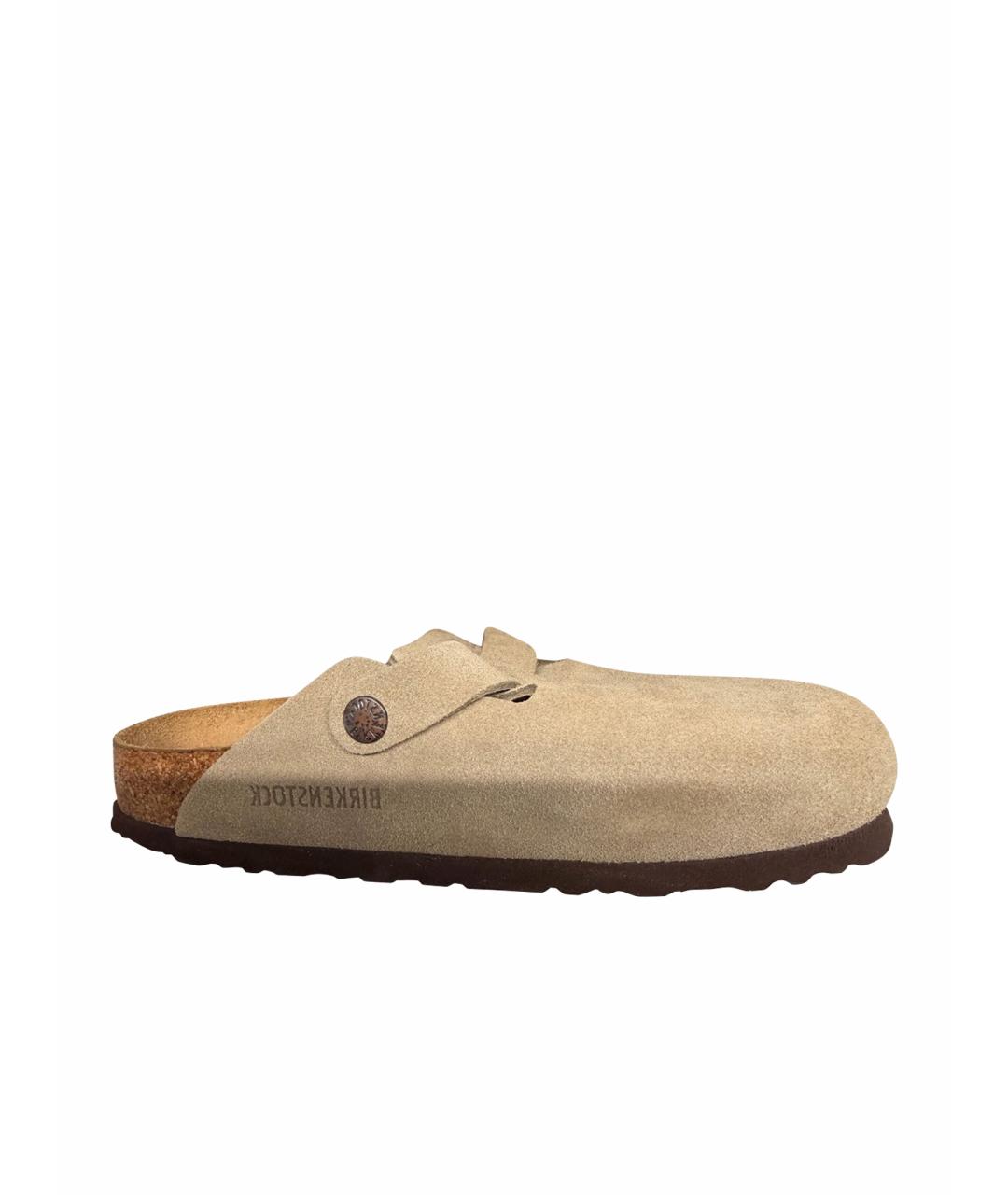 BIRKENSTOCK Бежевые замшевые сабо, фото 1