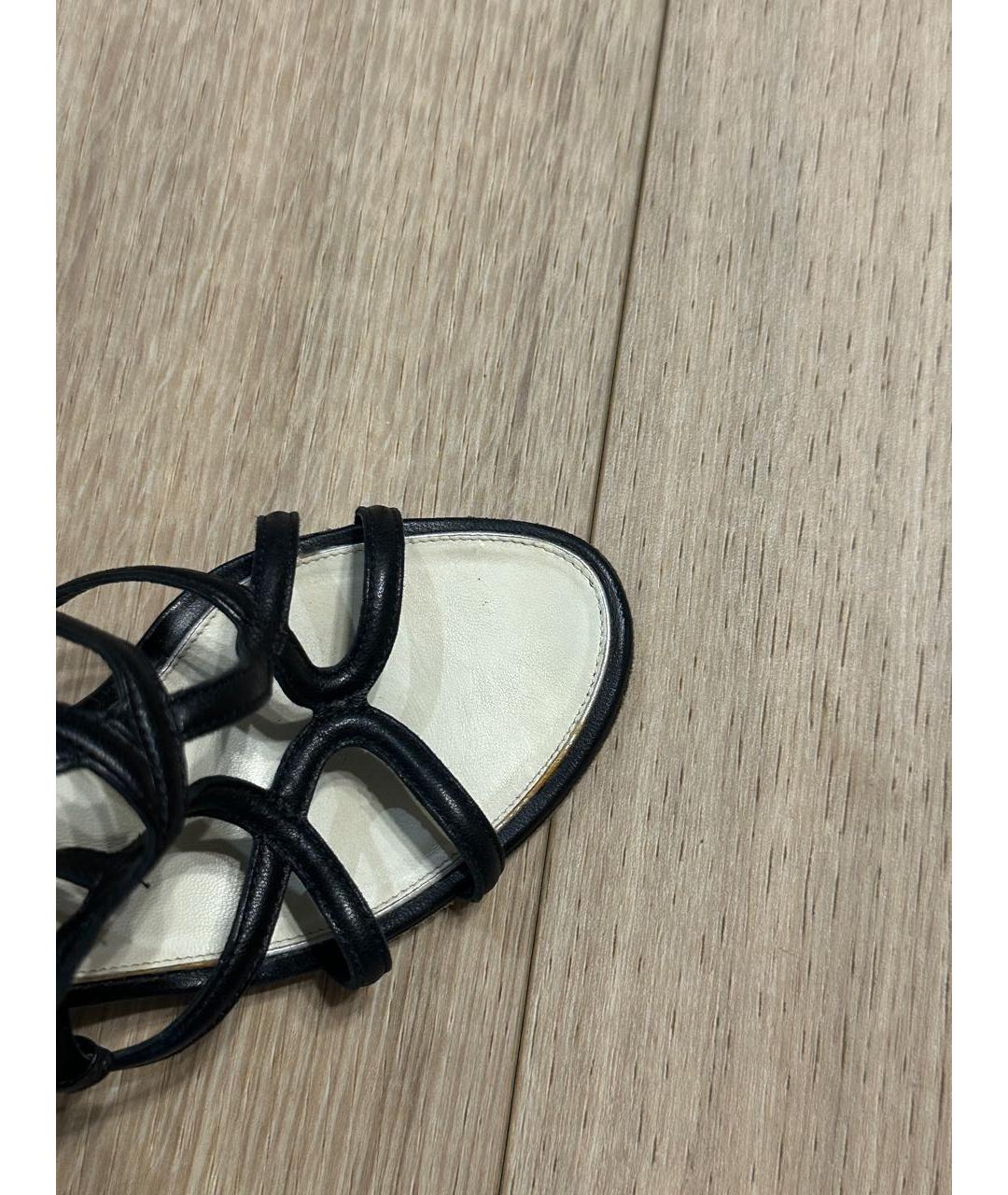 CHANEL Черные кожаные босоножки, фото 6