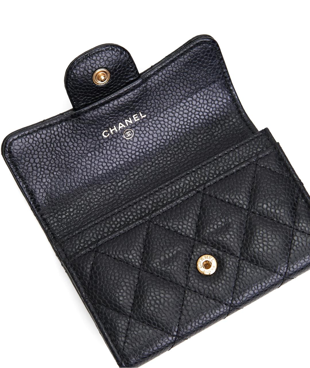 CHANEL Черный кожаный кошелек, фото 4