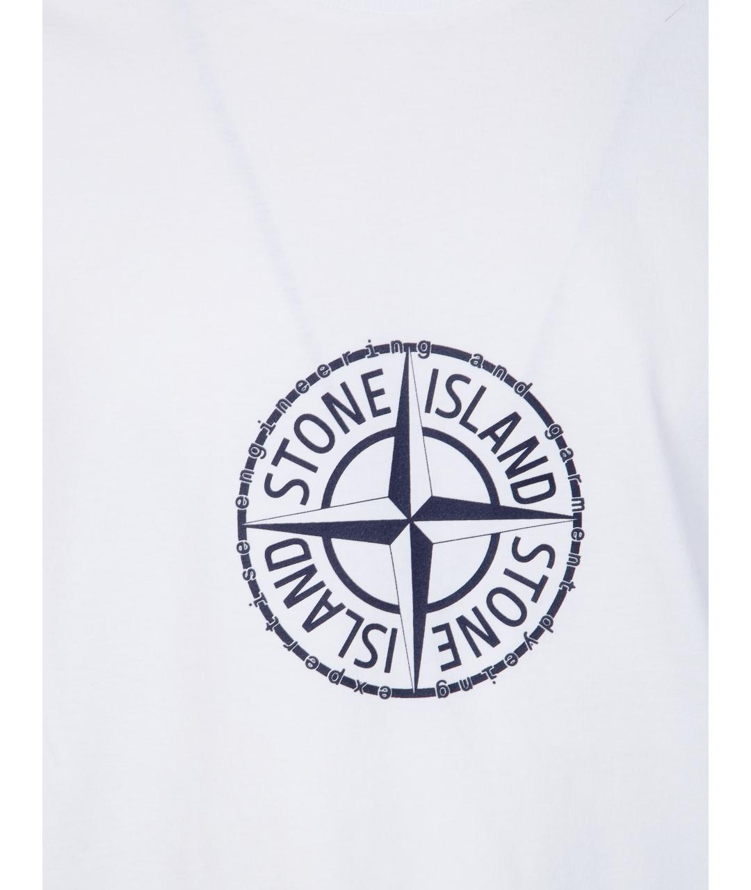 STONE ISLAND Белая хлопковая футболка, фото 3
