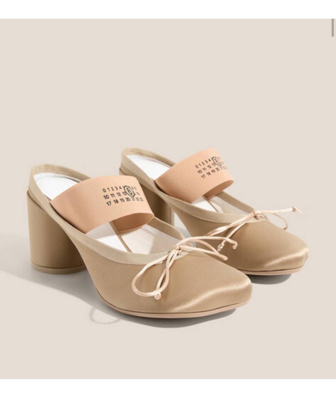 MM6 MAISON MARGIELA Золотые текстильные мюли, фото 2
