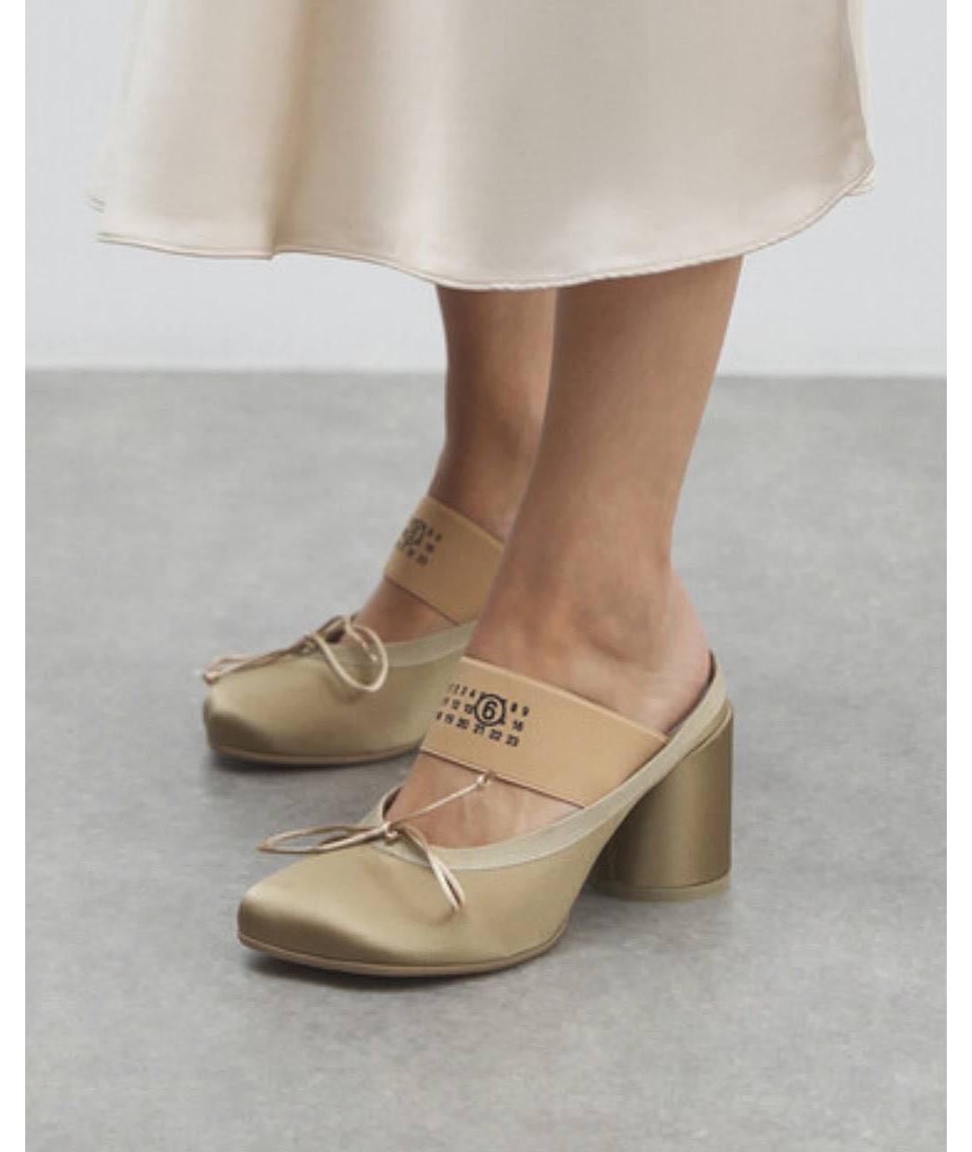 MM6 MAISON MARGIELA Золотые текстильные мюли, фото 6
