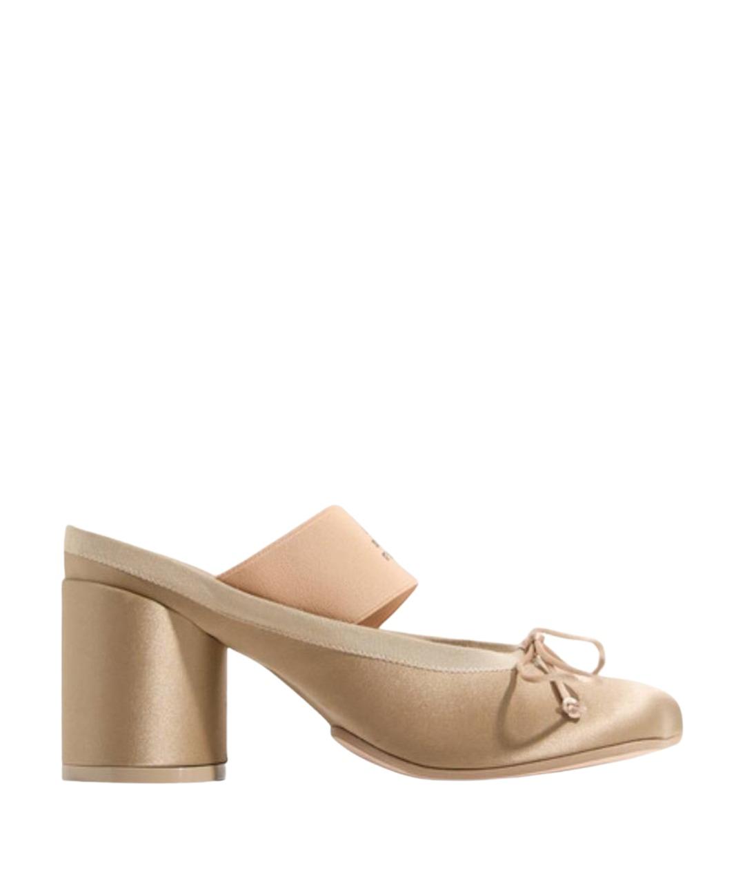 MM6 MAISON MARGIELA Золотые текстильные мюли, фото 1