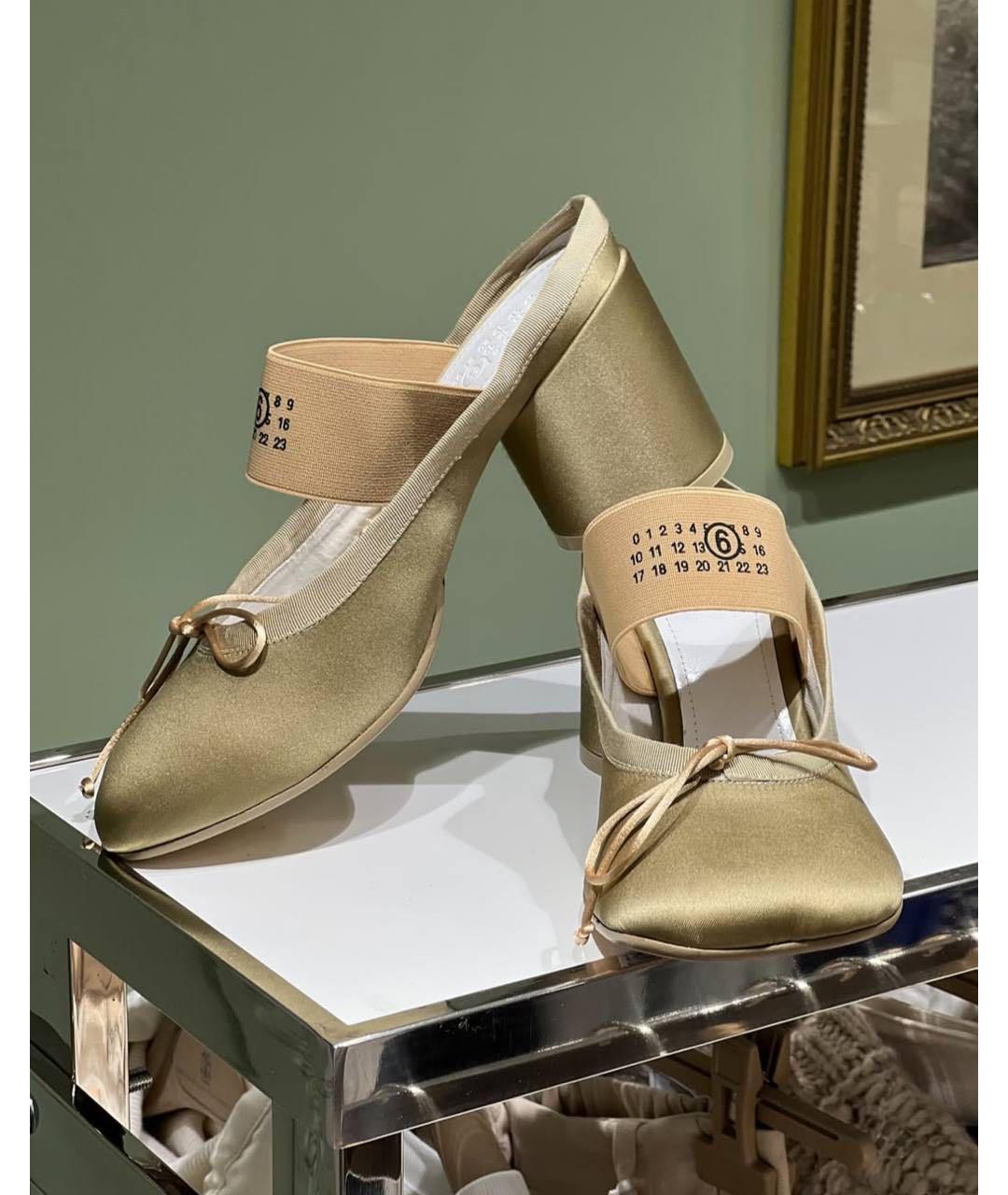 MM6 MAISON MARGIELA Золотые текстильные мюли, фото 7