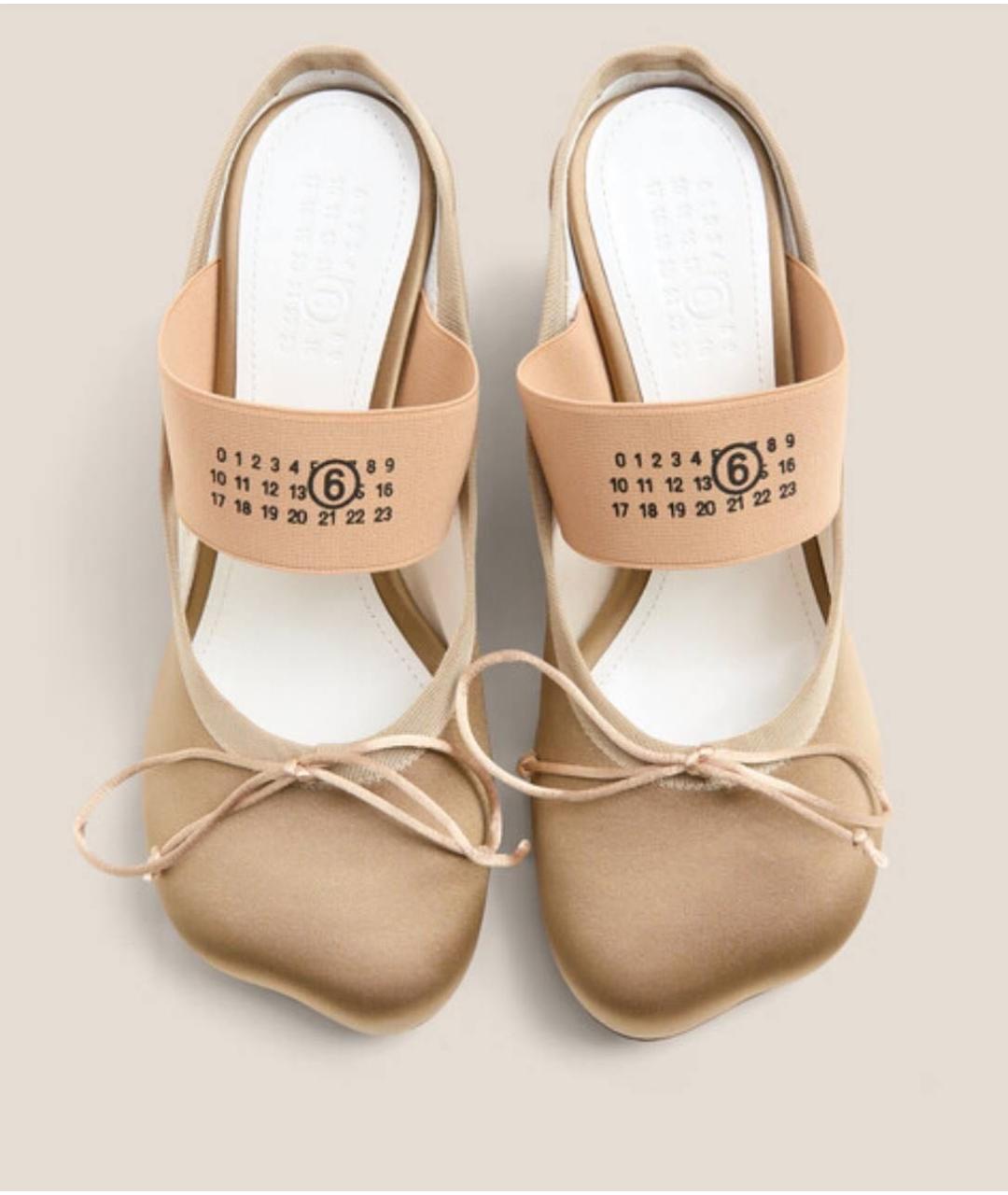 MM6 MAISON MARGIELA Золотые текстильные мюли, фото 3