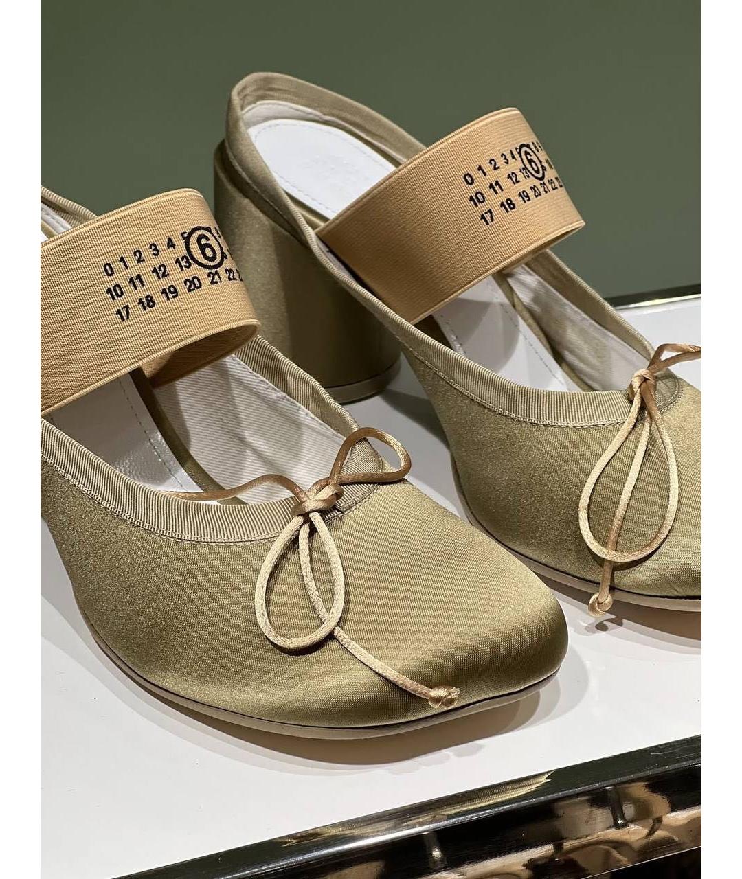 MM6 MAISON MARGIELA Золотые текстильные мюли, фото 8