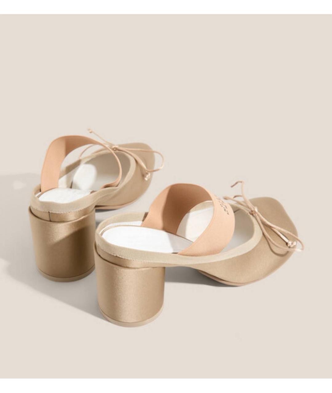 MM6 MAISON MARGIELA Золотые текстильные мюли, фото 4