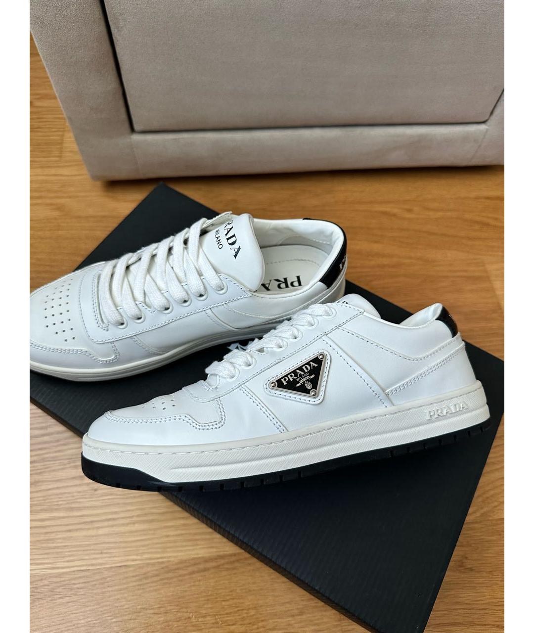 PRADA Белые кожаные кеды, фото 2