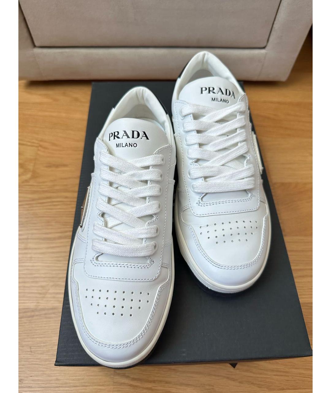 PRADA Белые кожаные кеды, фото 3