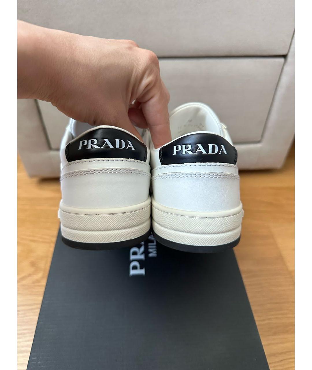 PRADA Белые кожаные кеды, фото 4