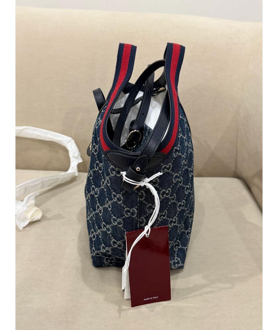 GUCCI Темно-синяя деним сумка тоут, фото 5