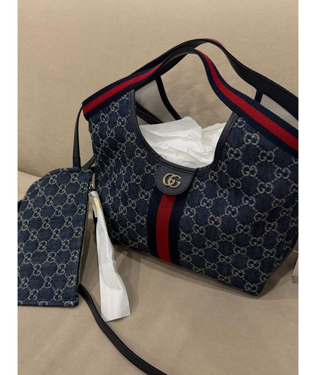 GUCCI Темно-синяя деним сумка тоут, фото 2