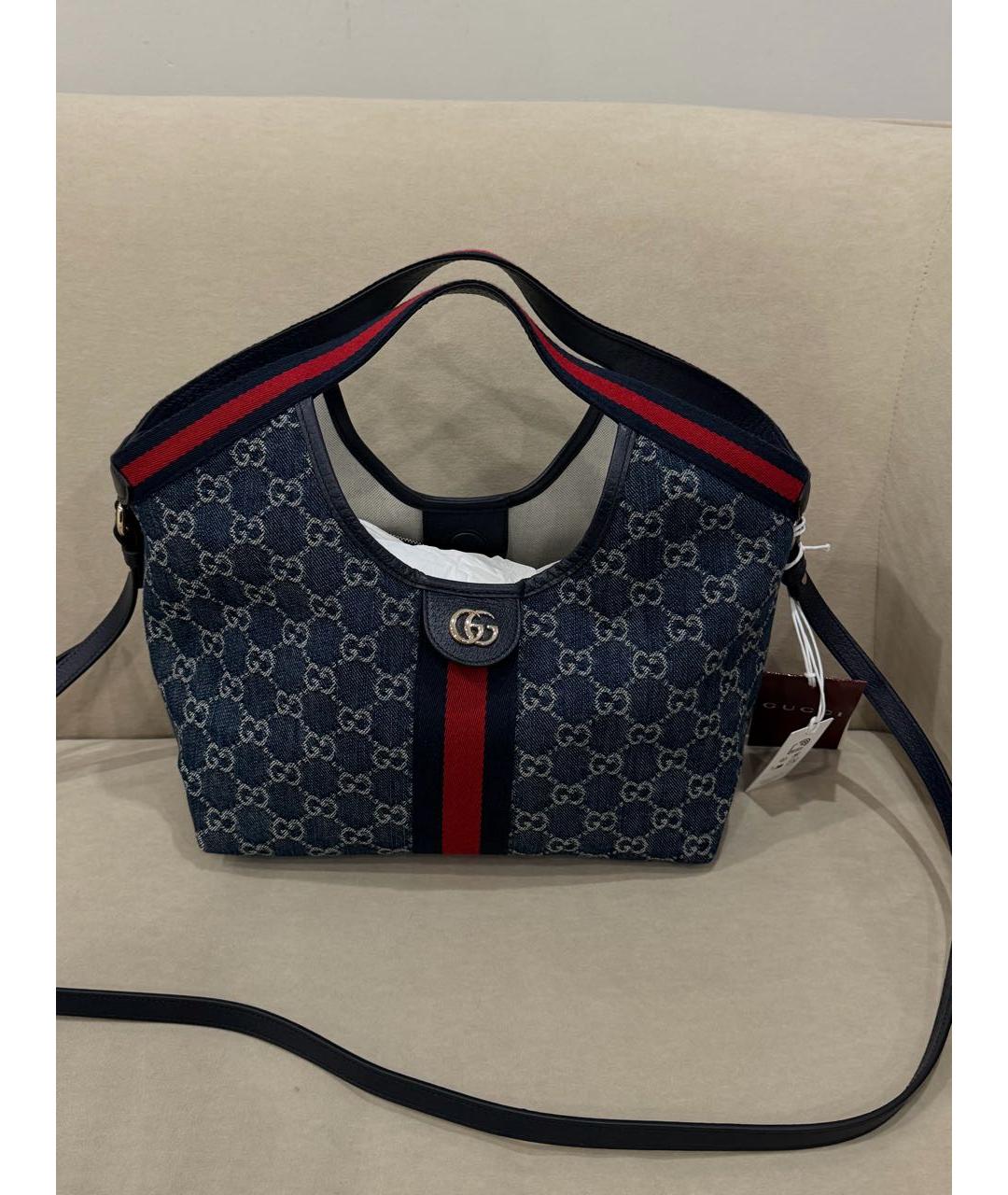 GUCCI Темно-синяя деним сумка тоут, фото 8