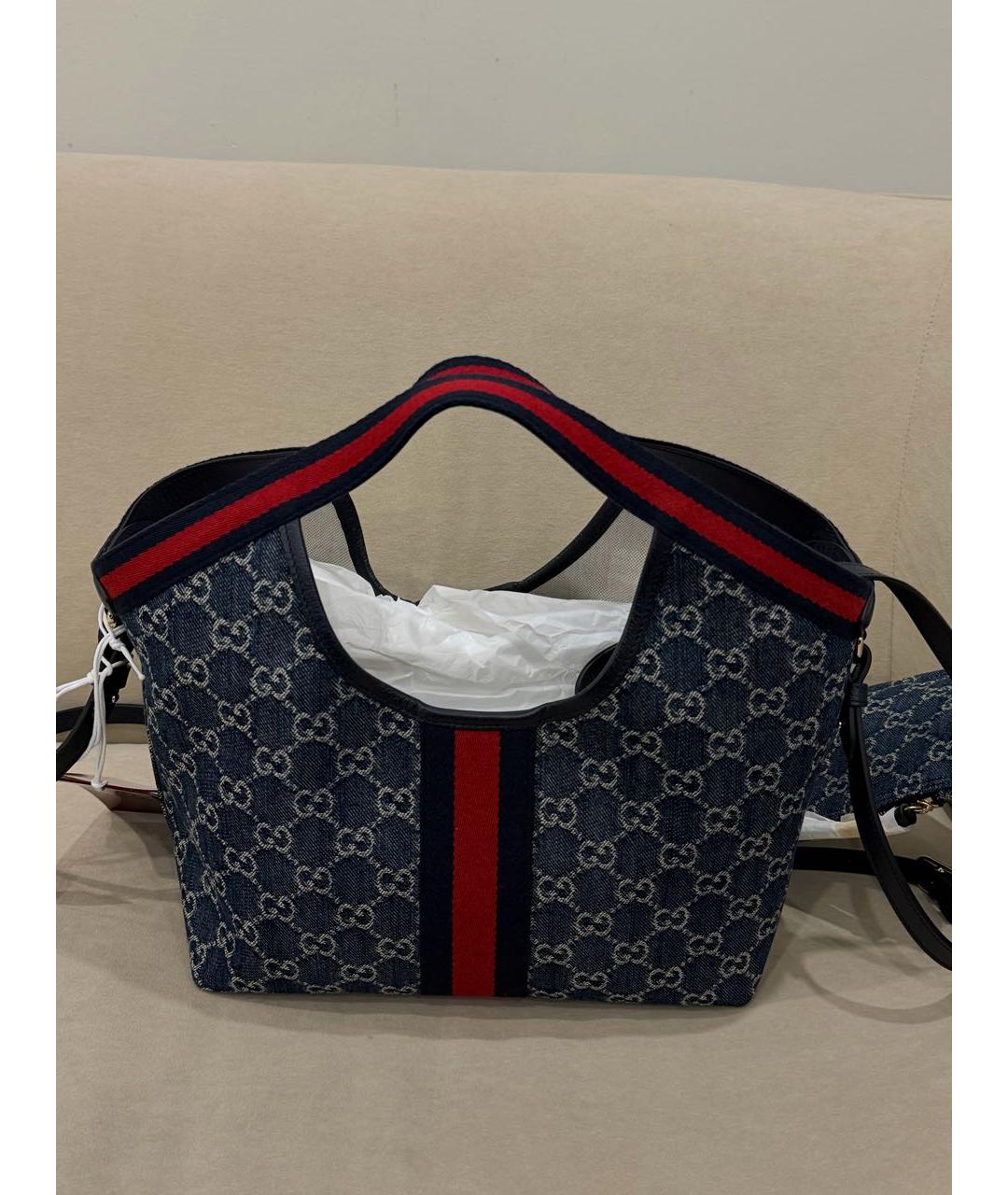 GUCCI Темно-синяя деним сумка тоут, фото 3
