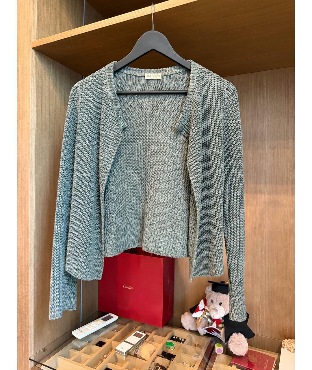 BRUNELLO CUCINELLI Антрацитовый хлопковый кардиган, фото 5