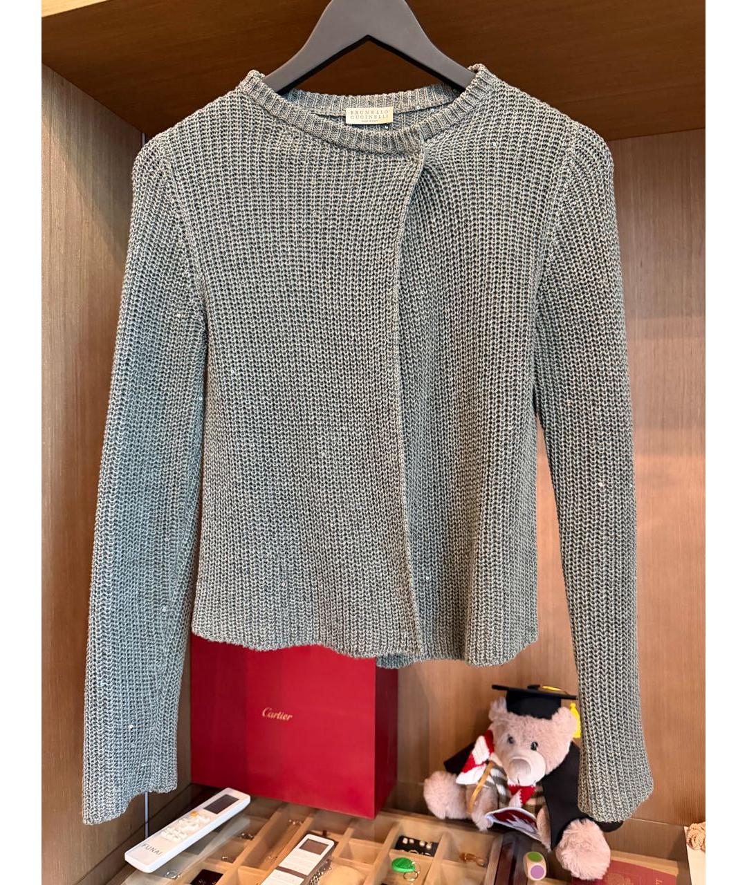 BRUNELLO CUCINELLI Антрацитовый хлопковый кардиган, фото 4