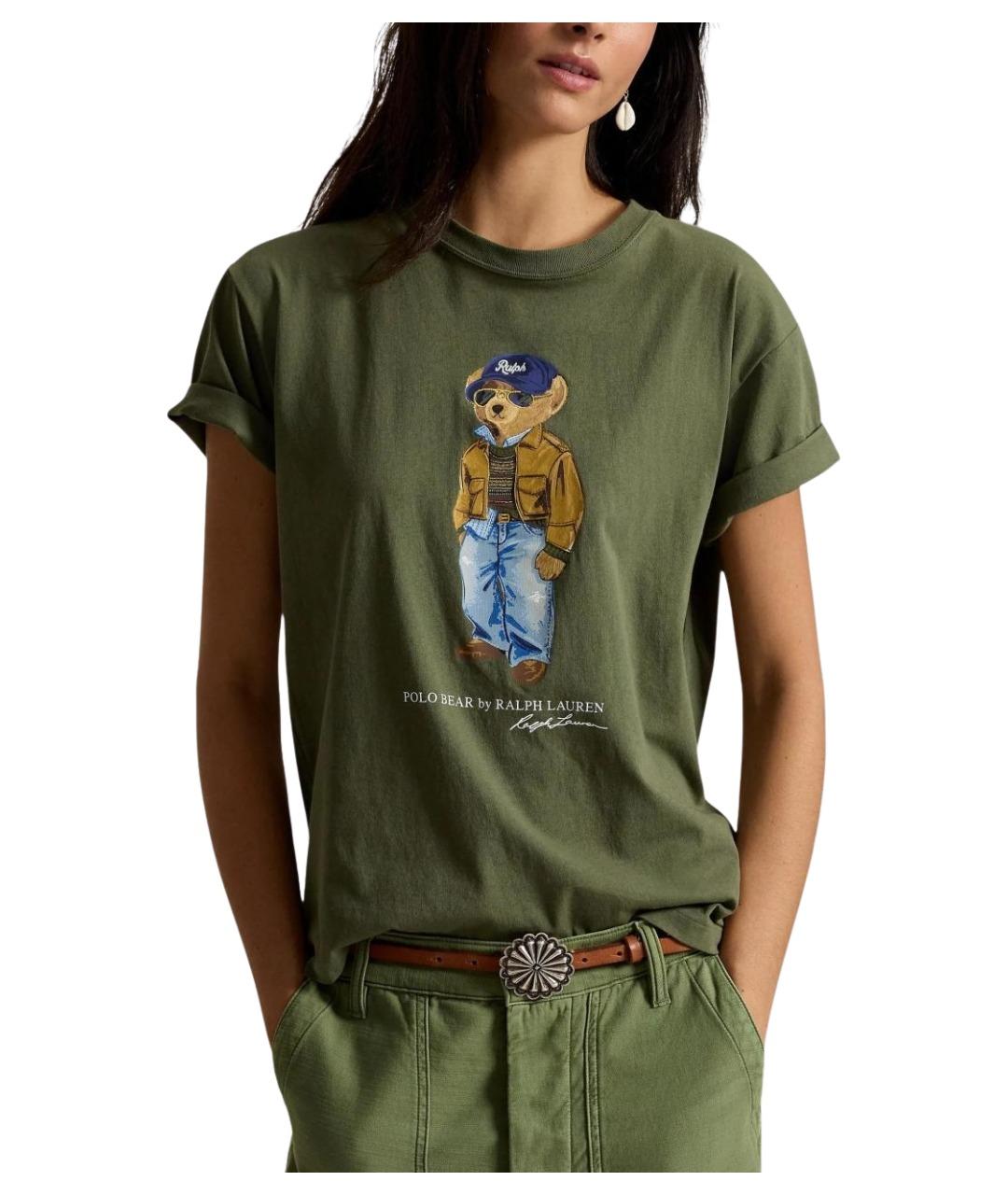POLO RALPH LAUREN Зеленая хлопковая футболка, фото 3