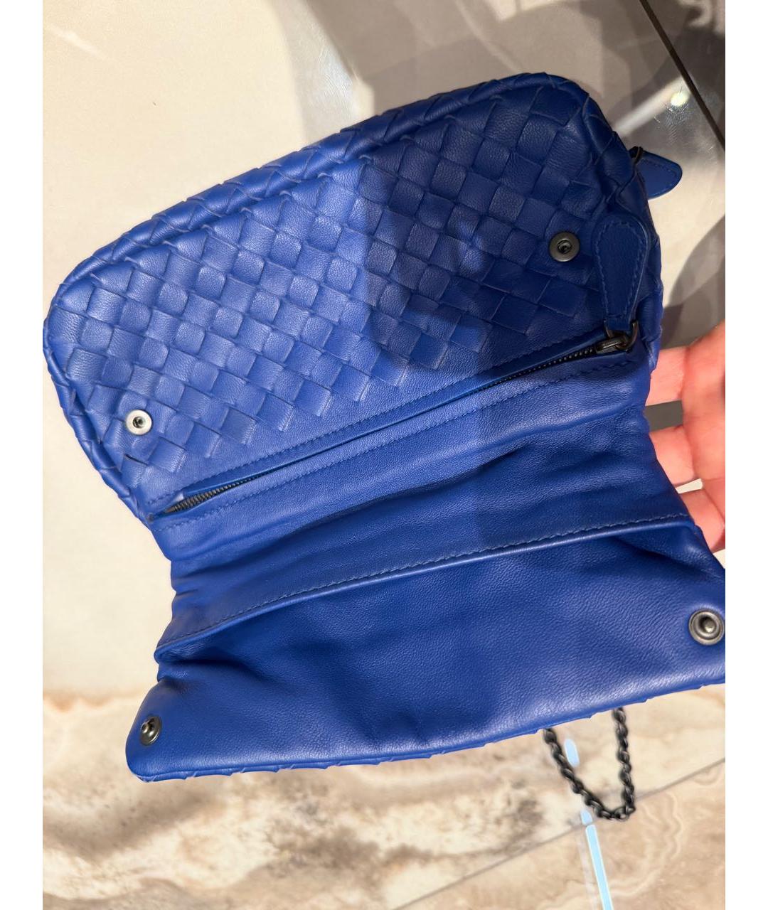 BOTTEGA VENETA Синяя кожаная сумка тоут, фото 5