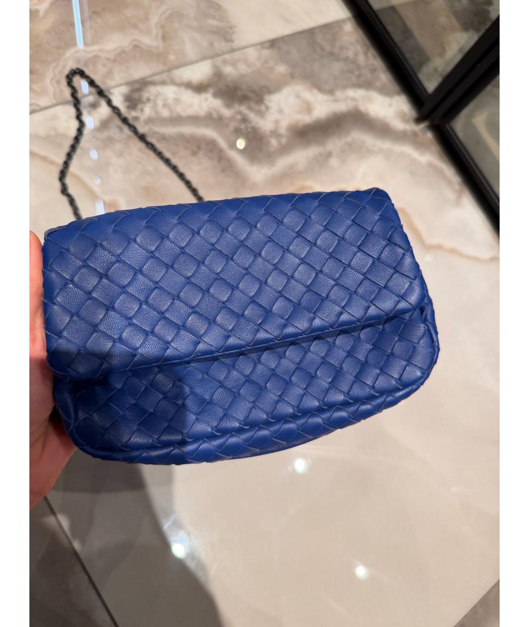BOTTEGA VENETA Синяя кожаная сумка тоут, фото 2