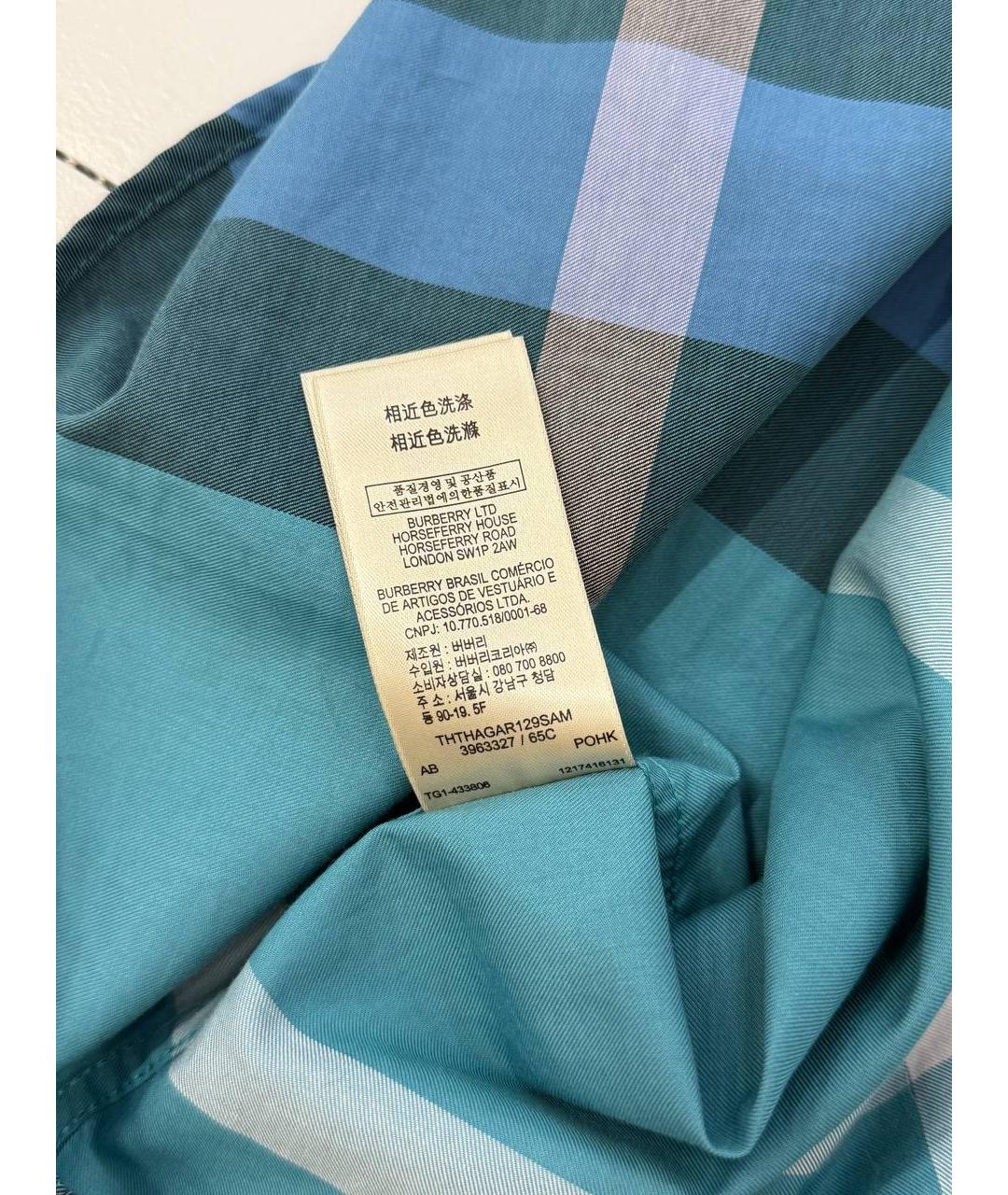 BURBERRY Синяя хлопковая классическая рубашка, фото 5