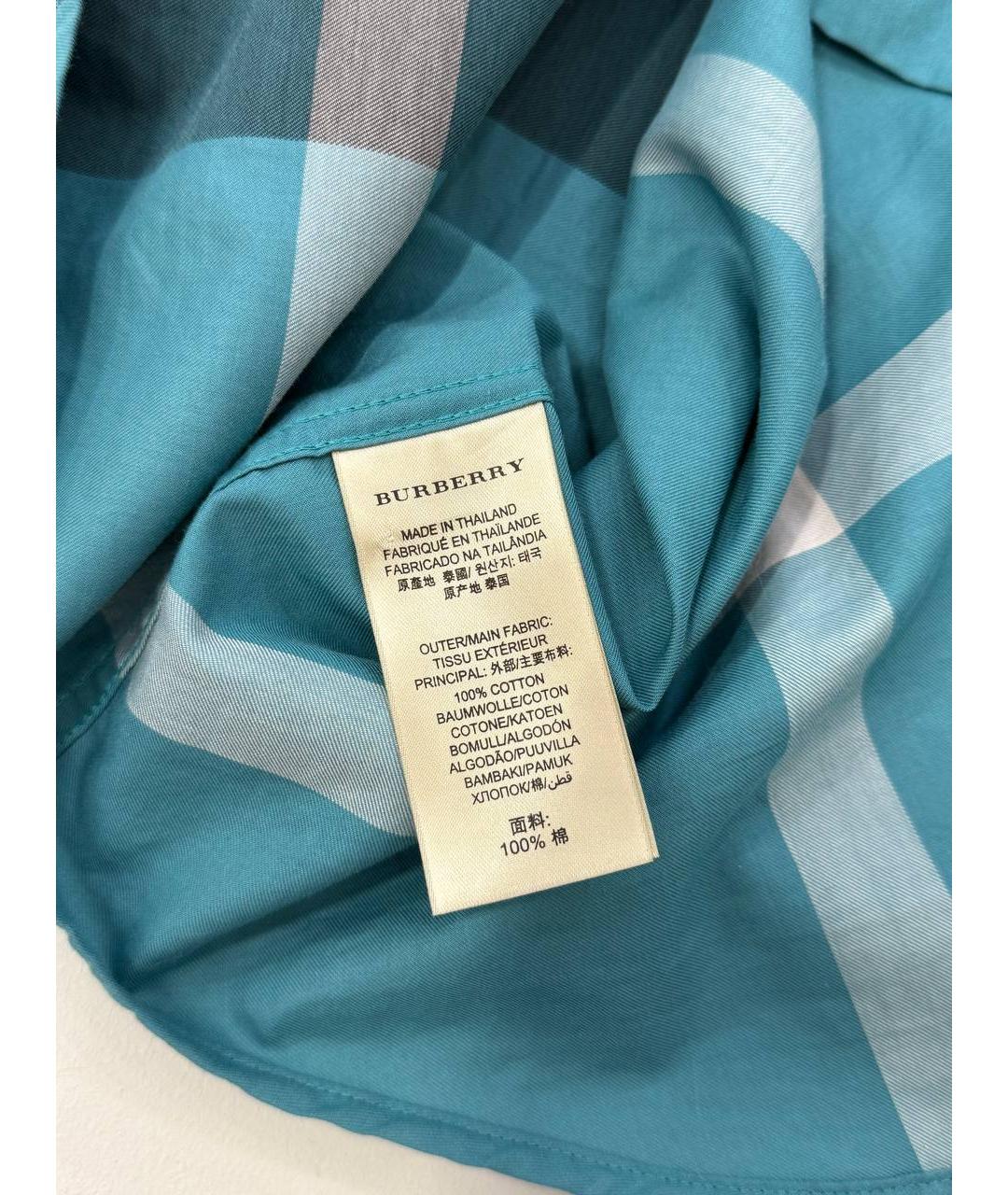 BURBERRY Синяя хлопковая классическая рубашка, фото 4