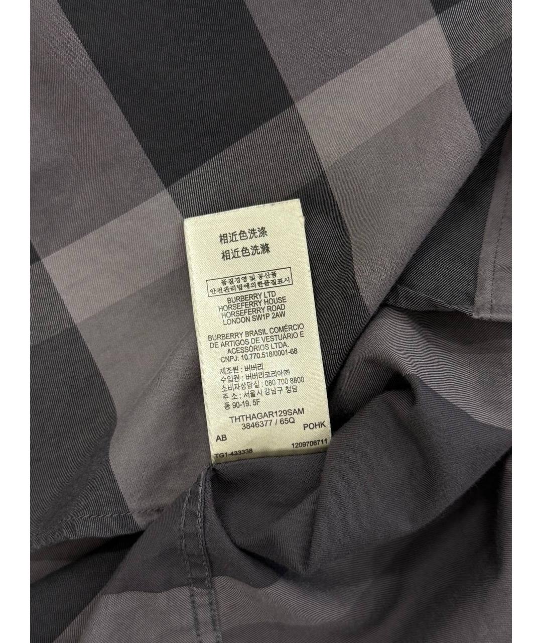 BURBERRY Серая хлопковая классическая рубашка, фото 5