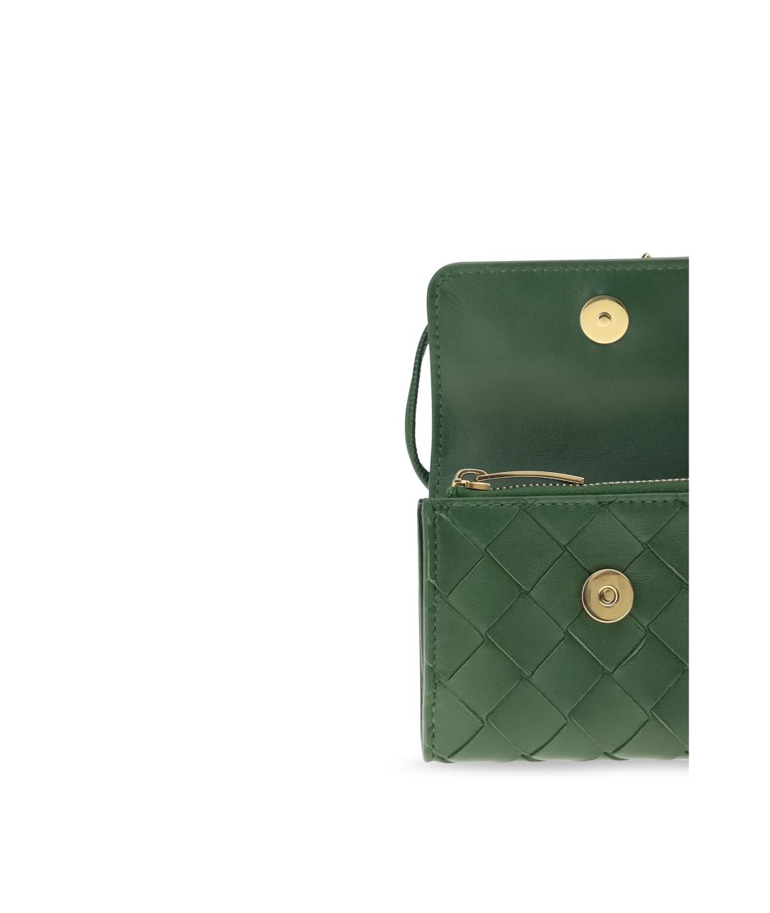BOTTEGA VENETA Зеленый кожаный кошелек, фото 3