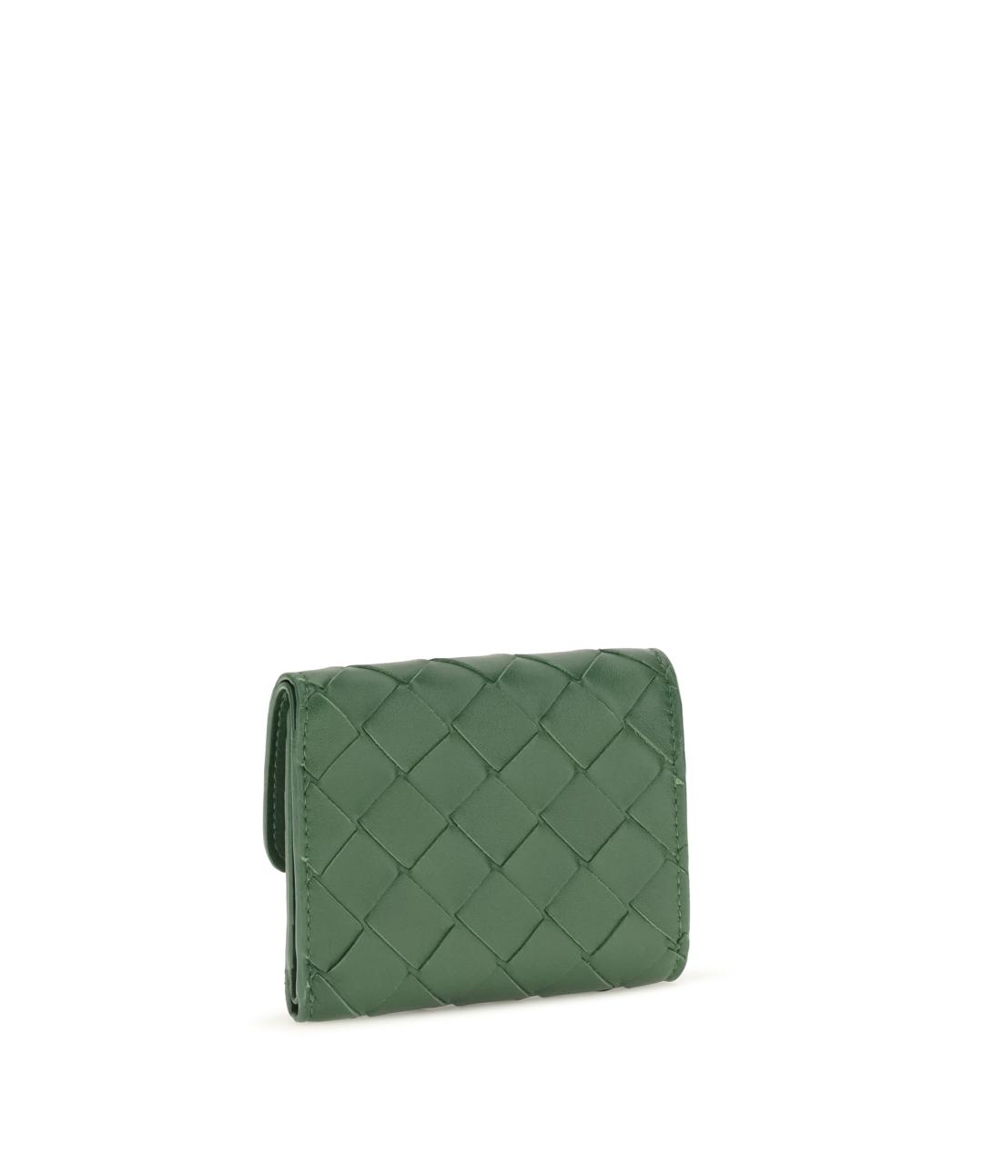 BOTTEGA VENETA Зеленый кожаный кошелек, фото 2