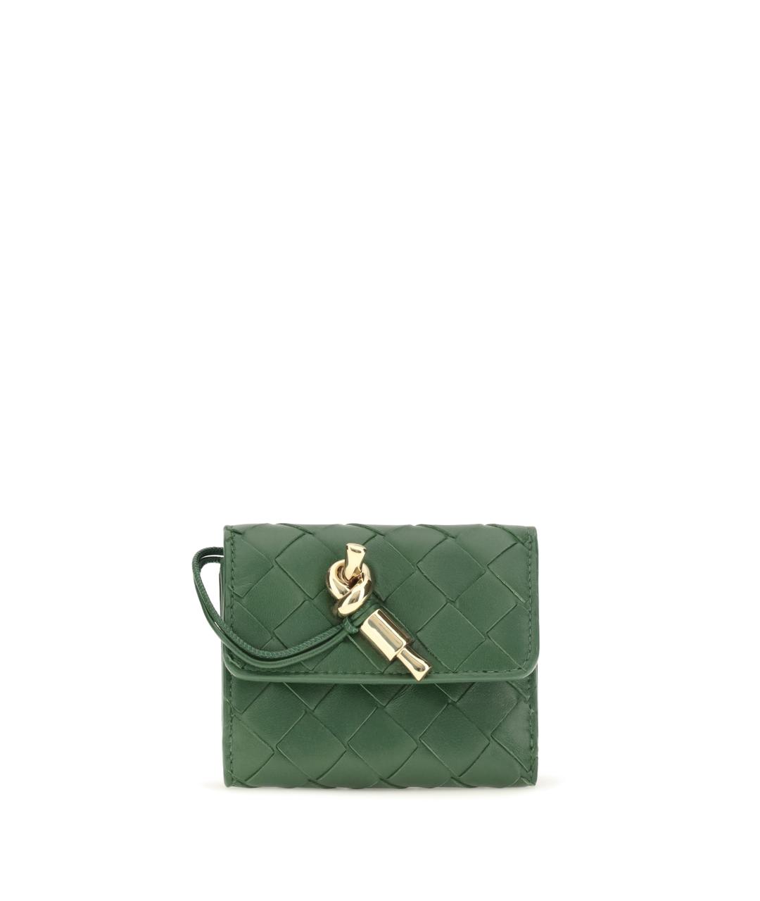 BOTTEGA VENETA Зеленый кожаный кошелек, фото 1