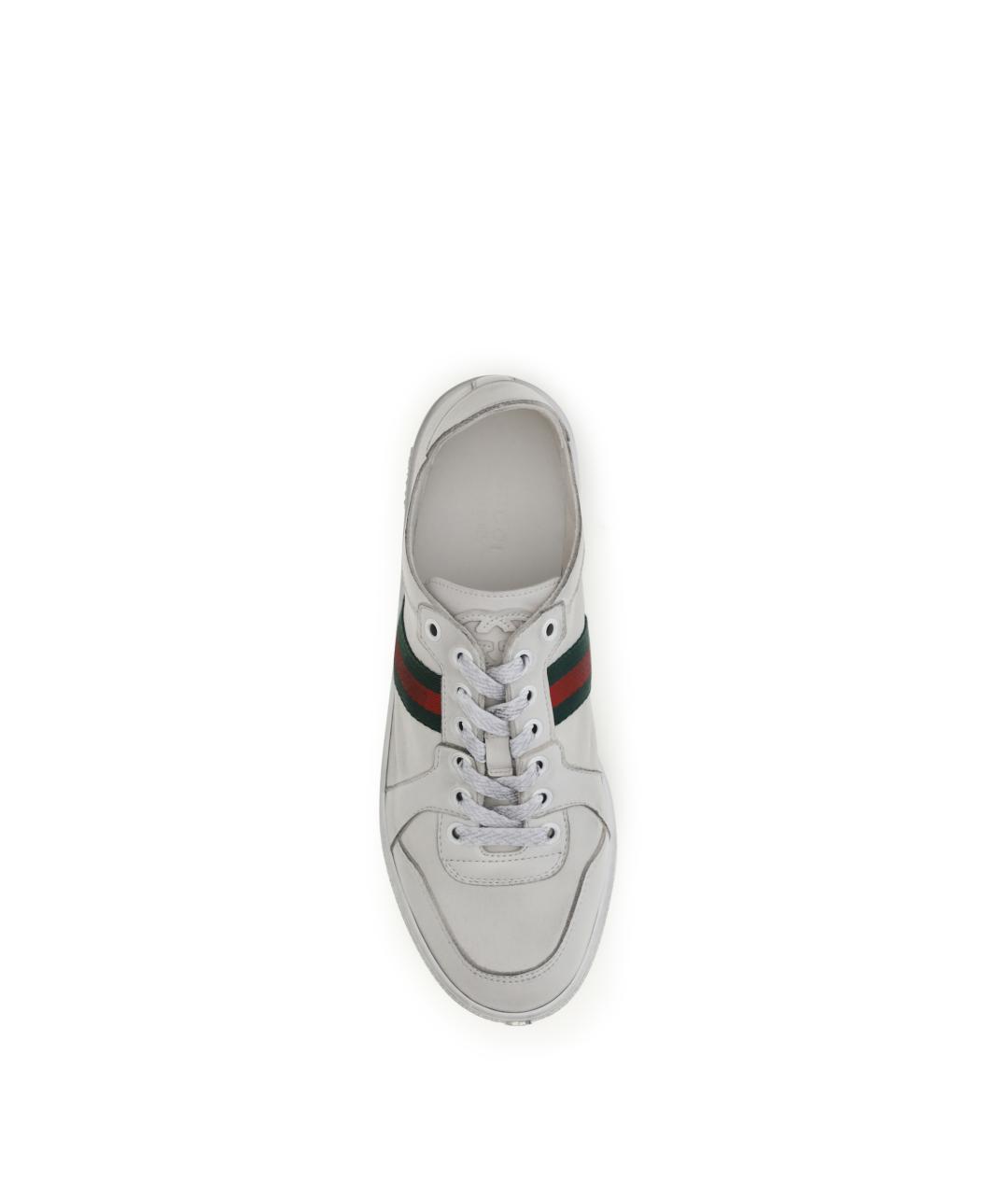 GUCCI Белые кожаные кроссовки, фото 4