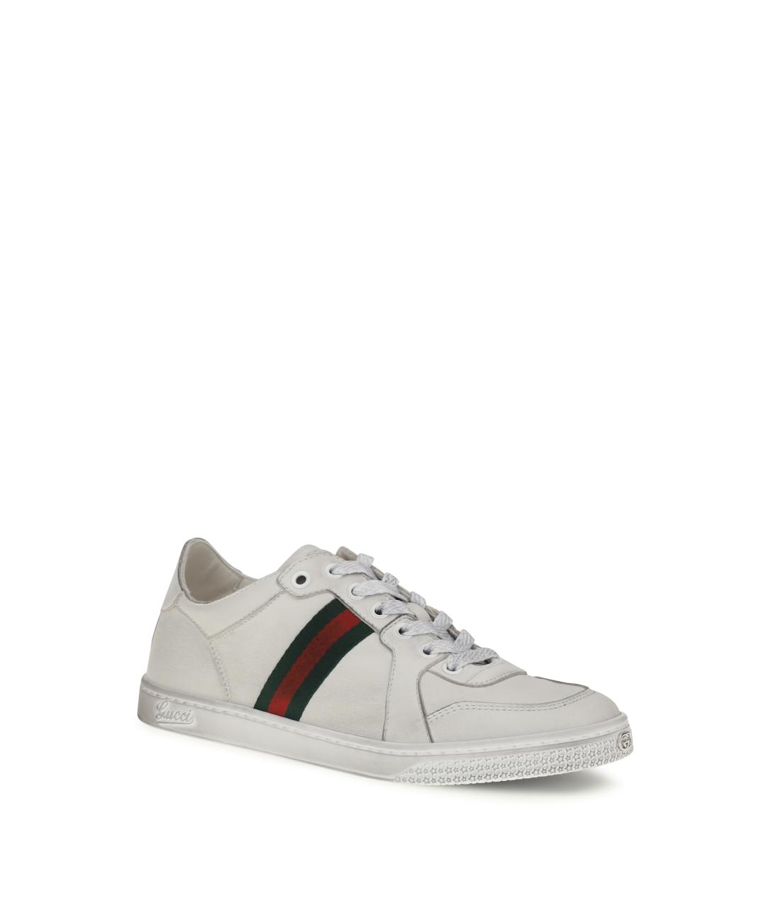 GUCCI Белые кожаные кроссовки, фото 2