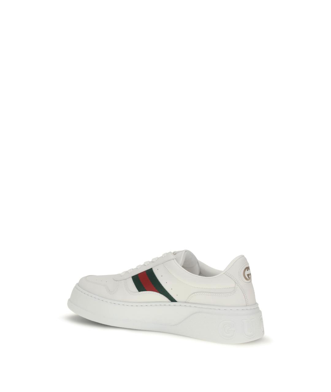 GUCCI Белые кожаные низкие кроссовки / кеды, фото 3