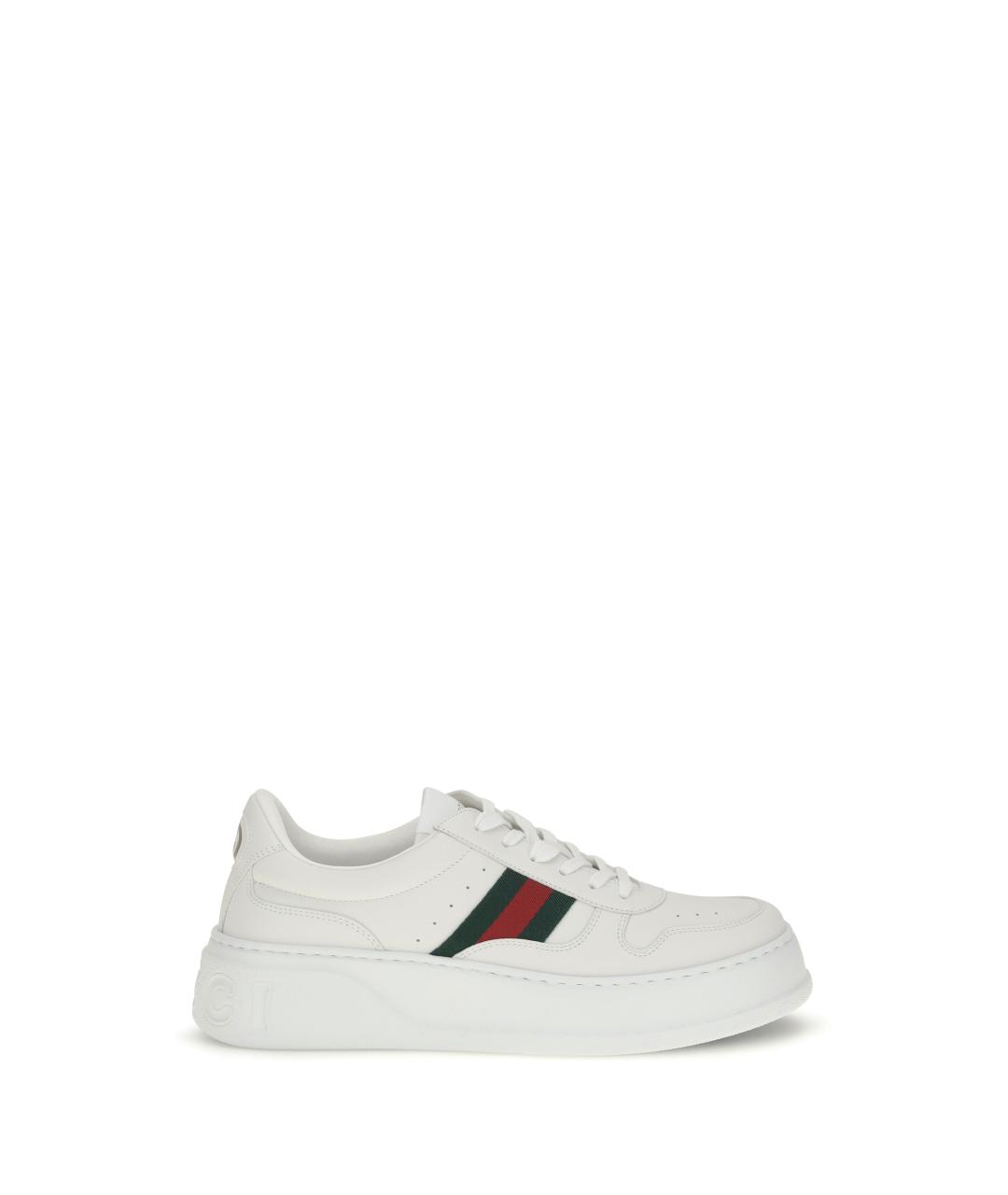 GUCCI Белые кожаные низкие кроссовки / кеды, фото 1