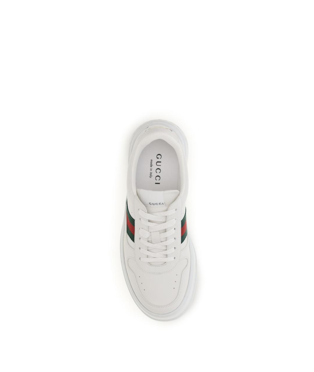 GUCCI Белые кожаные низкие кроссовки / кеды, фото 4