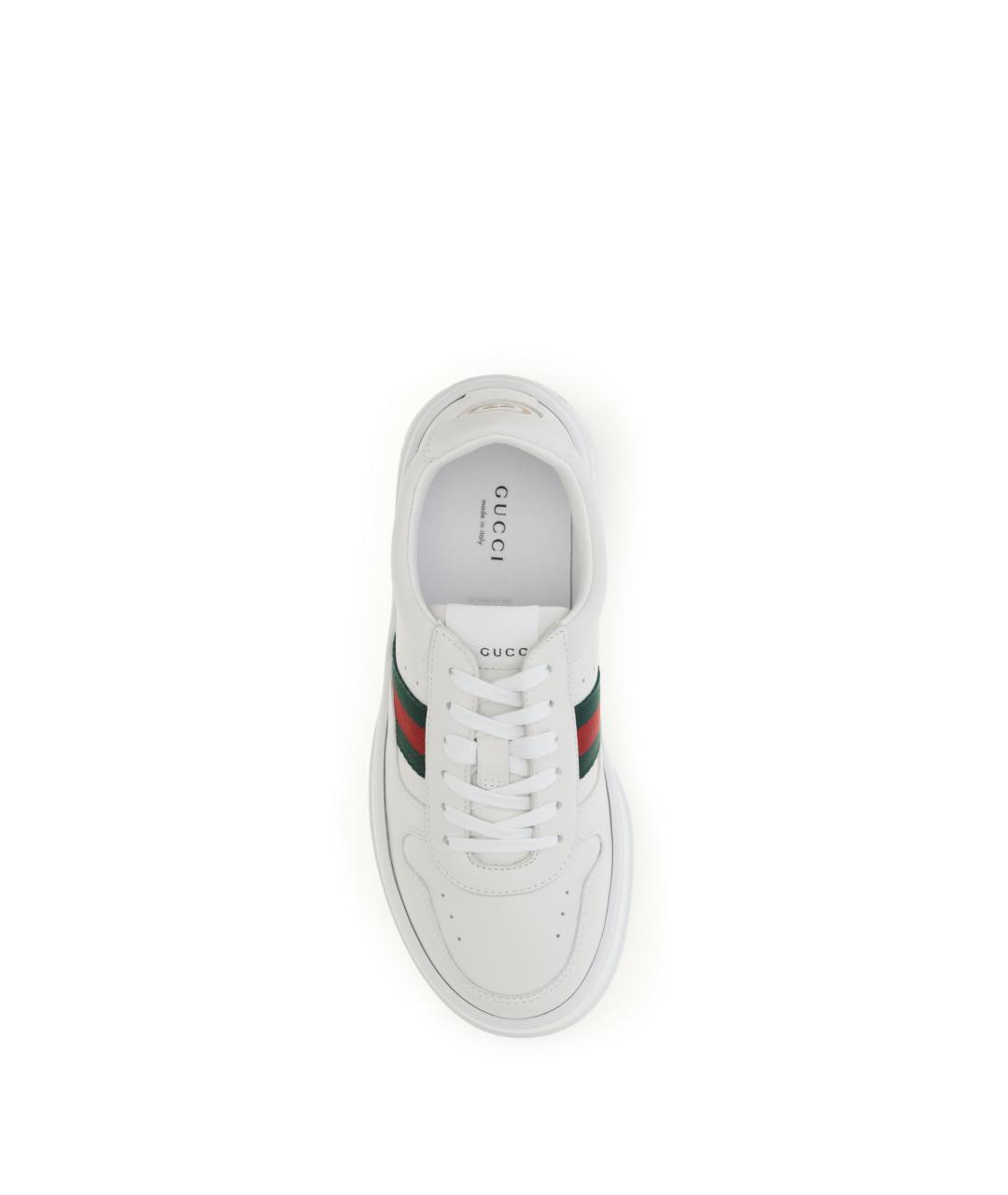 GUCCI Белые кожаные кроссовки, фото 4