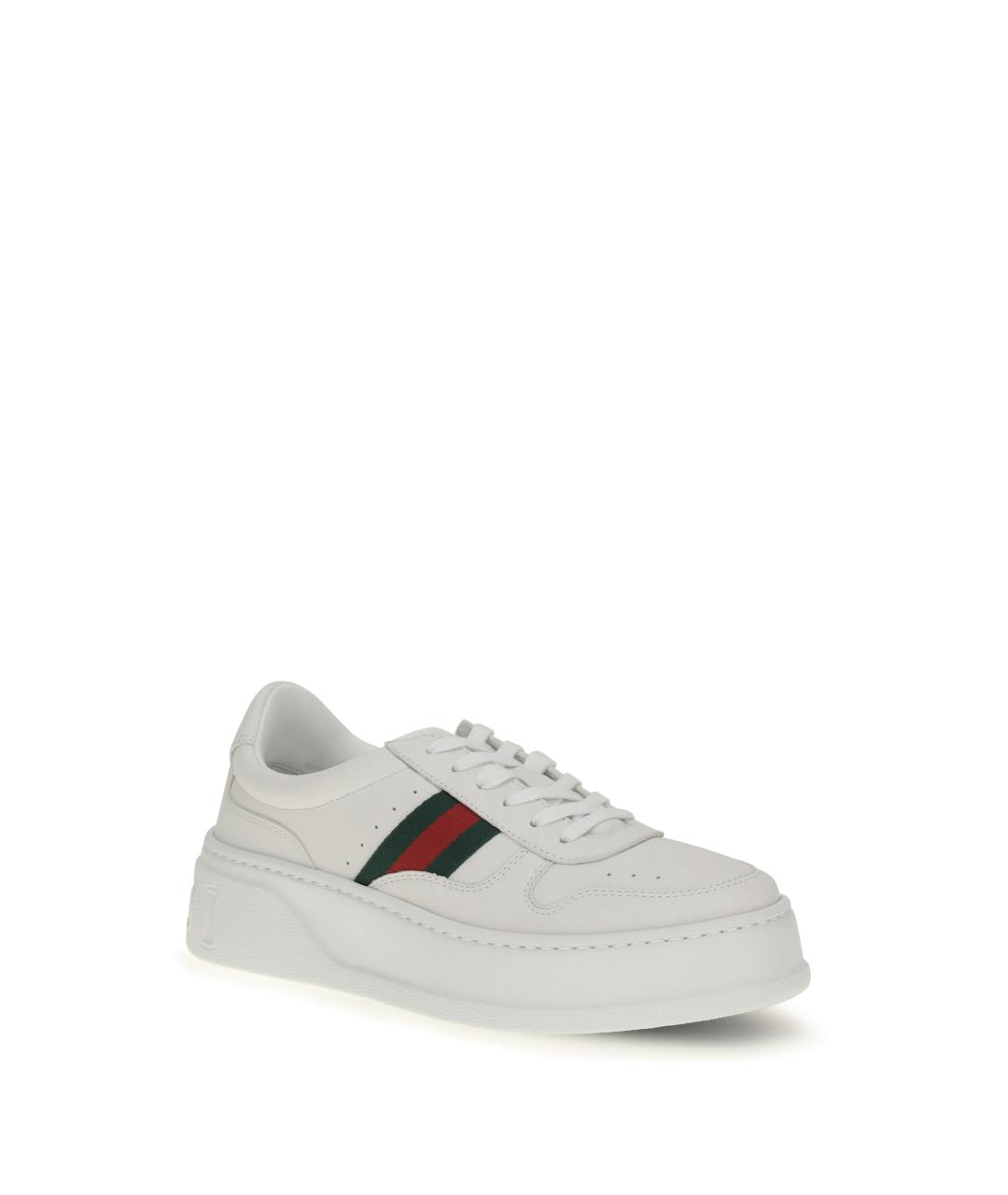 GUCCI Белые кожаные кроссовки, фото 2