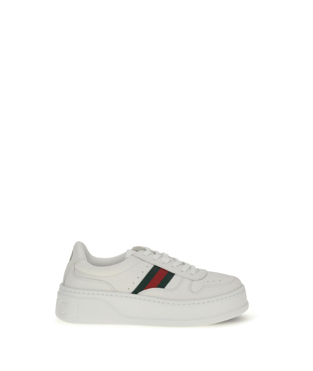 GUCCI Белые кожаные кроссовки, фото 1