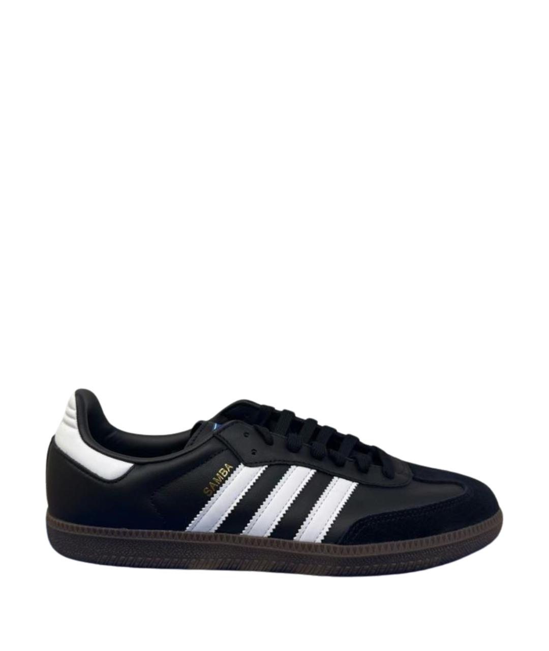 ADIDAS Черные кожаные низкие кроссовки / кеды, фото 1