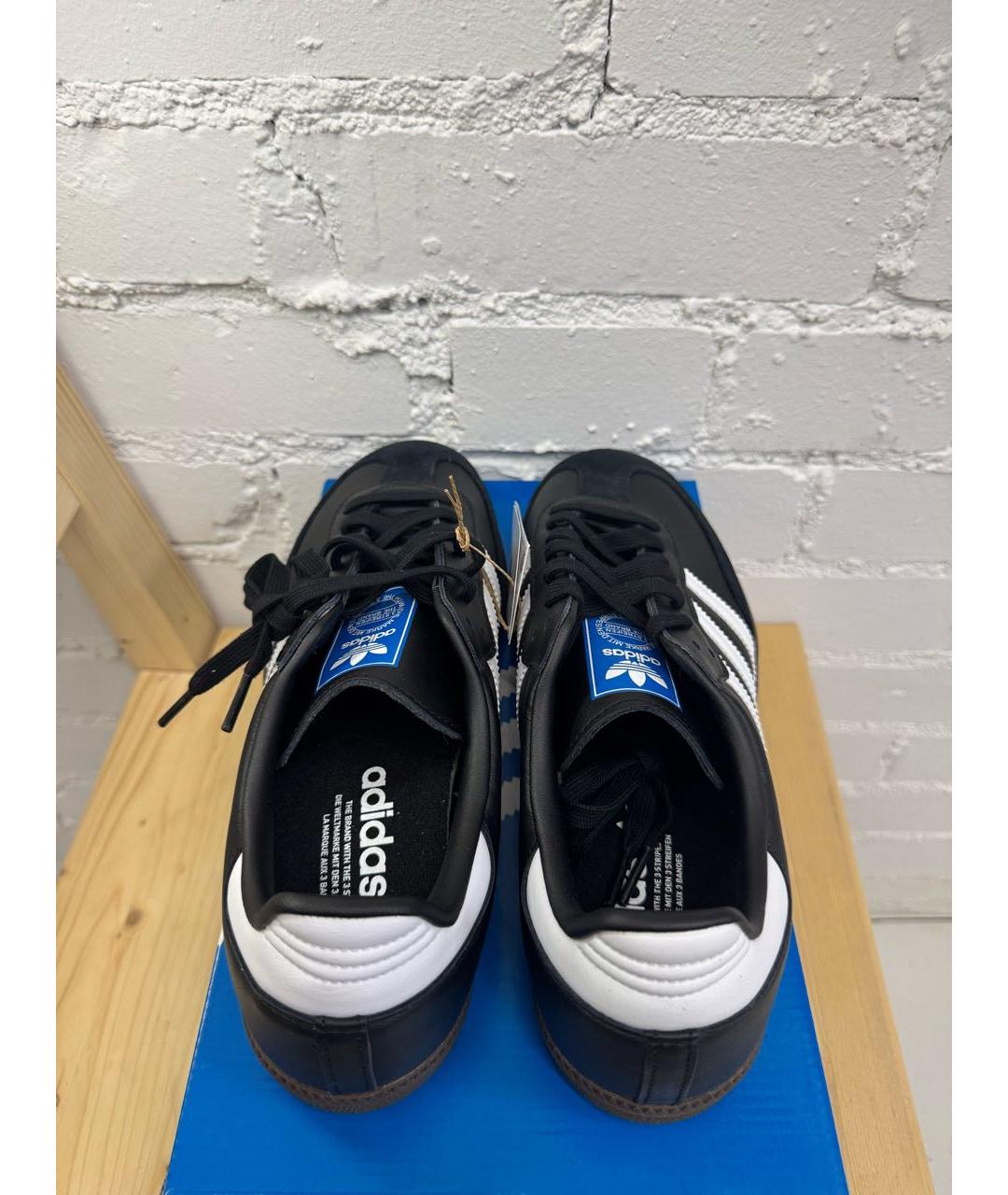 ADIDAS Черные кожаные низкие кроссовки / кеды, фото 3