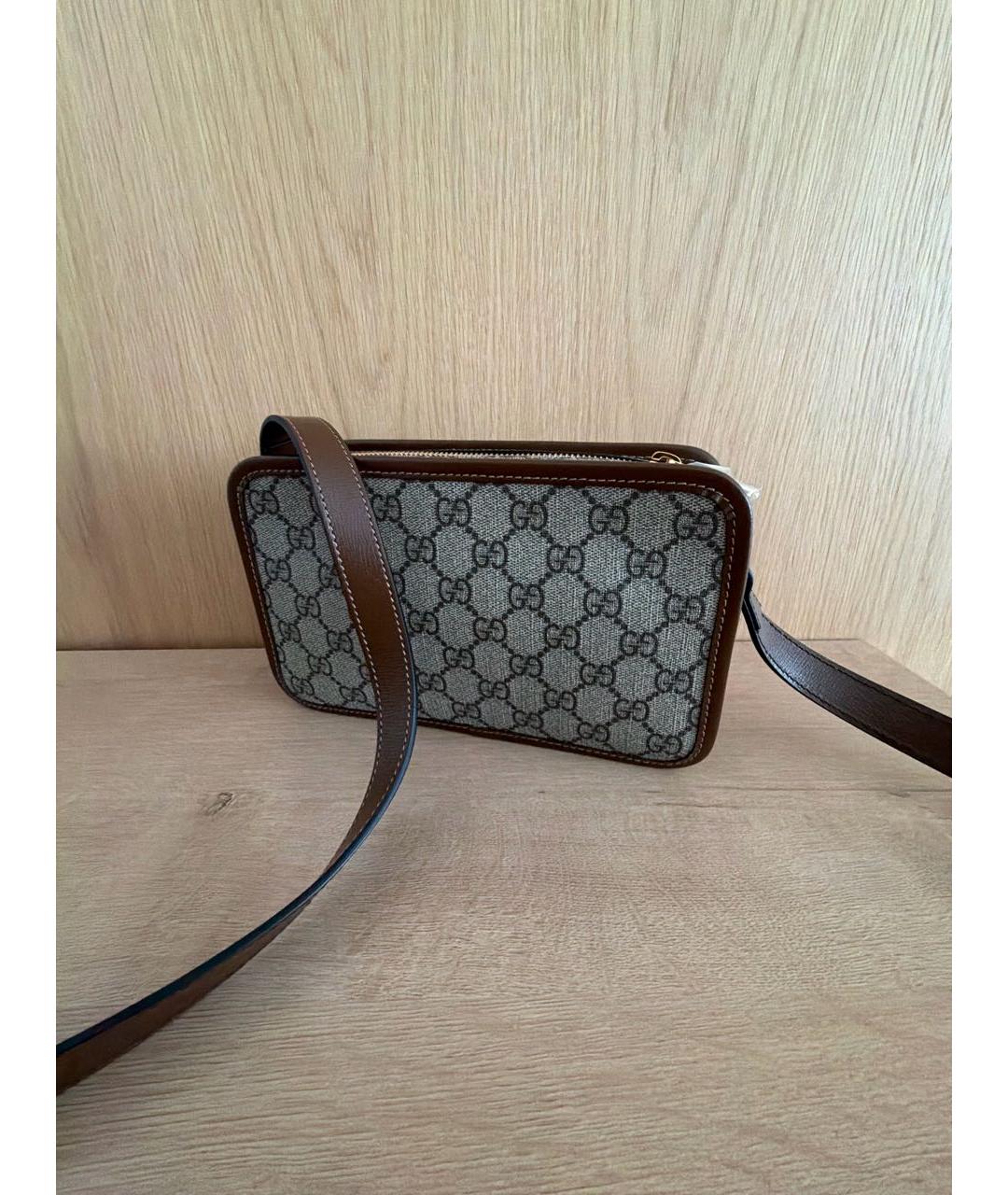 GUCCI Коричневая кожаная сумка через плечо, фото 3