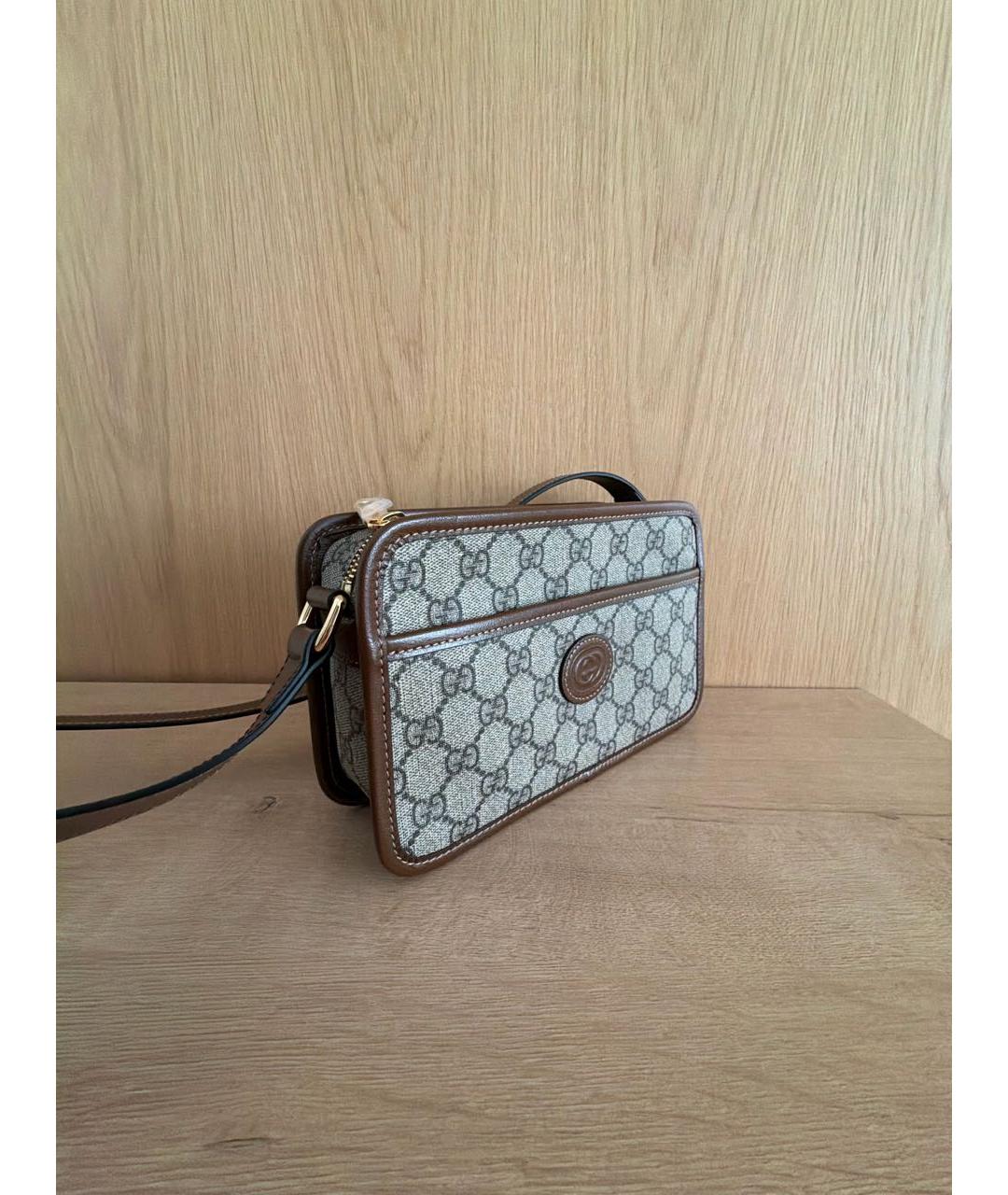 GUCCI Коричневая кожаная сумка через плечо, фото 2